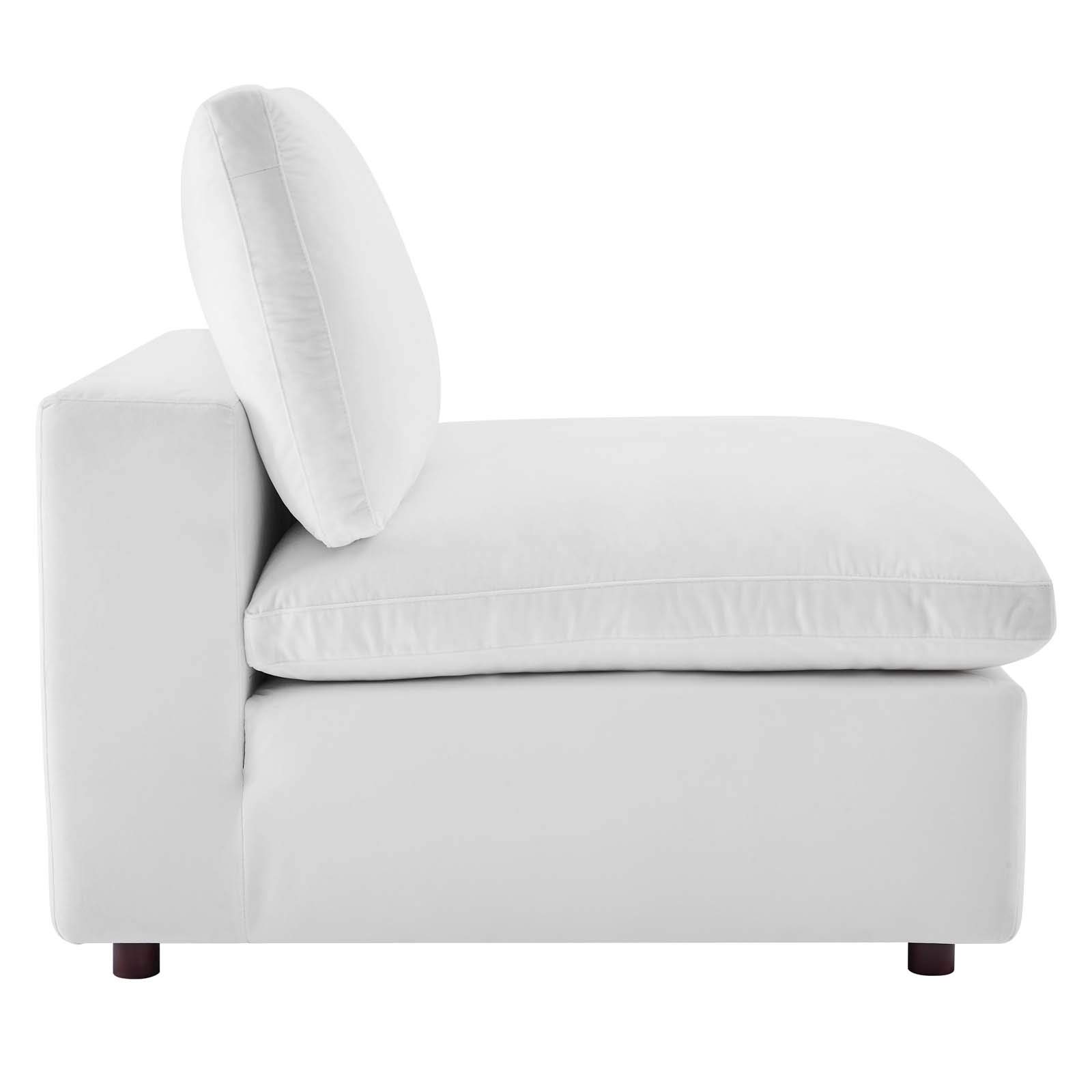 Modway Commix Down-Filled Overstuffed Performance Velvet Sectional Sofa Armless Chair - Luxurious Velvet Living Room Seating for Modern Home & Apartment Decor