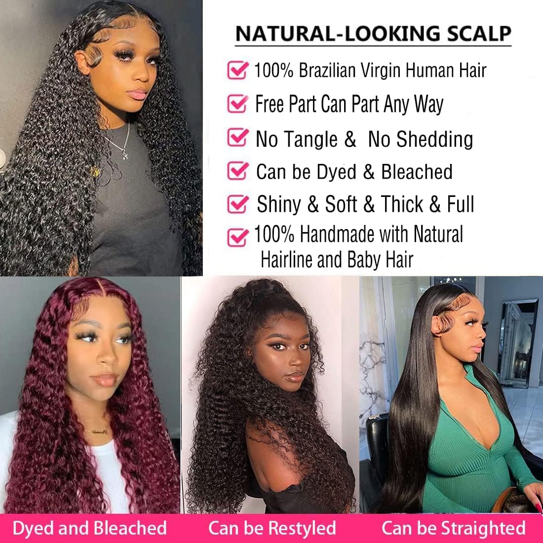 13x4 HD Transparent Lace Front Wigs Human Hair with Baby Hair & Bleached Knots | 180% Density Deep Wave Frontal Wig | Glueless Human Hair Wigs for Women | Natural Color 28 Inch | Perfect for Daily Wear, Parties & Special Occasions