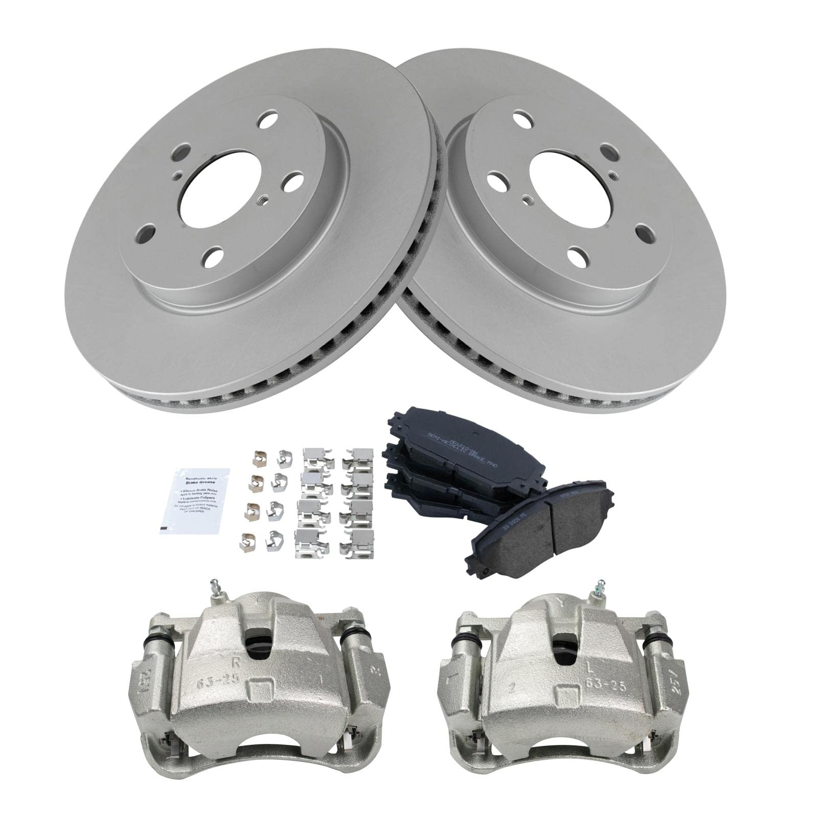 TRQ Premium Front Brake Pad & Rotor Kit - Semi-Metallic Vented Disc Brakes with G-Coating - Compatible with 2006-2018 Toyota RAV4 - Perfect for City Driving, Highway Commuting & Off-Road Adventures