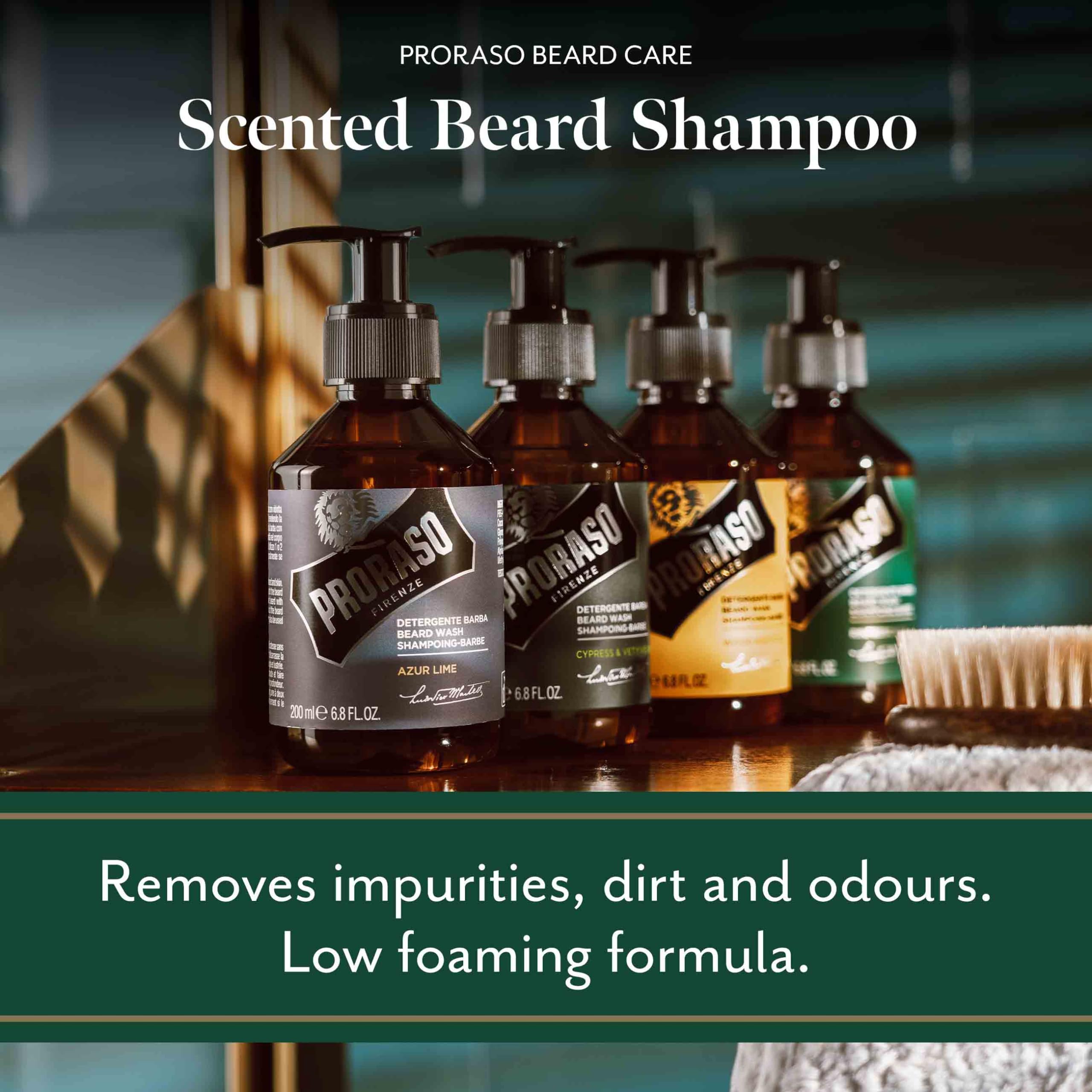 Proraso Beard Wash for Men - Cleansing, Softening & Refreshing Beard & Skin Care - Ideal for Daily Use & Grooming Routine