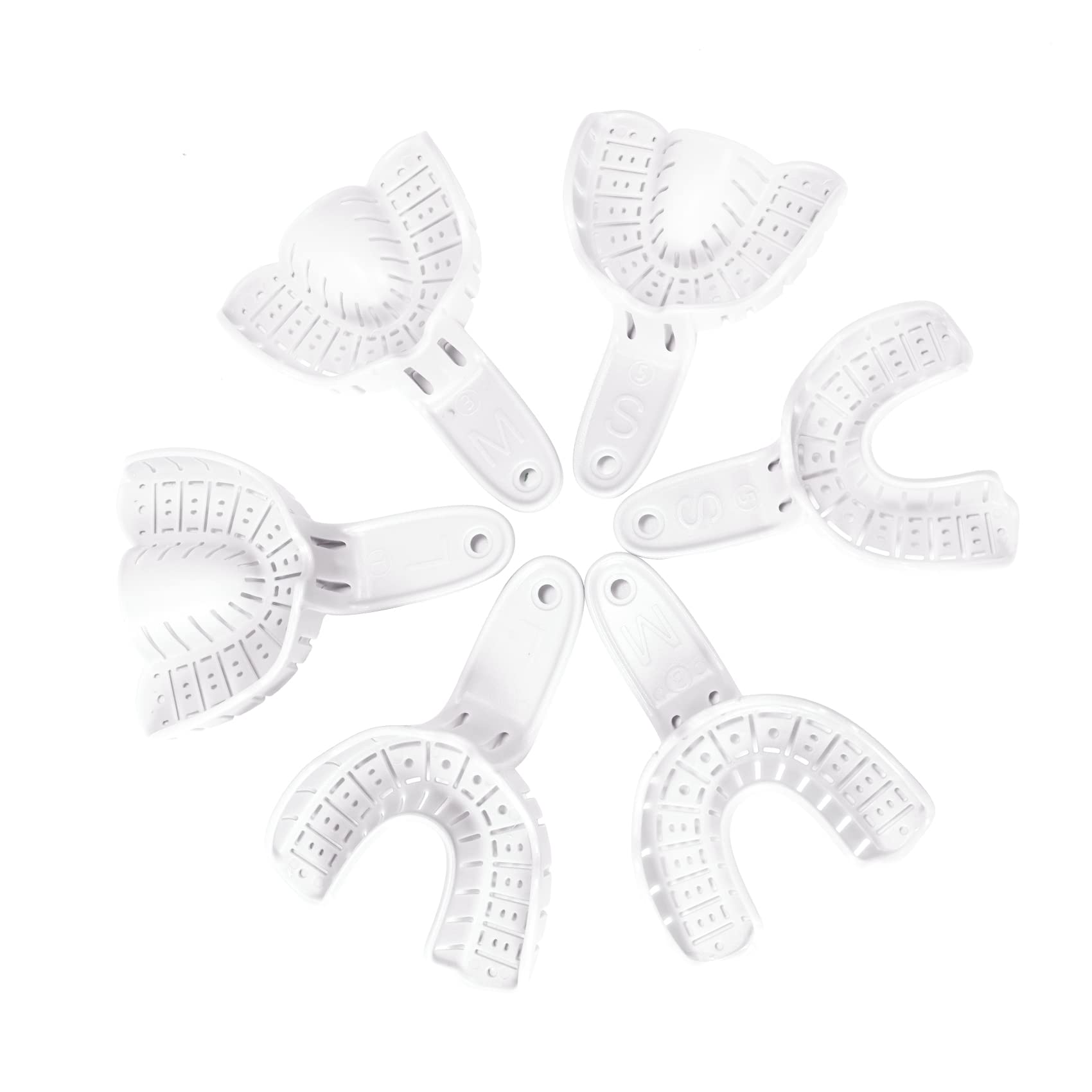 **Annhua 3 Sizes Disposable Dental Impression Trays for Adults & Kids – 6-Pack Perforated Upper & Lower Teeth Molds (White) – Perfect for Dentists, Orthodontics & Dental Labs**