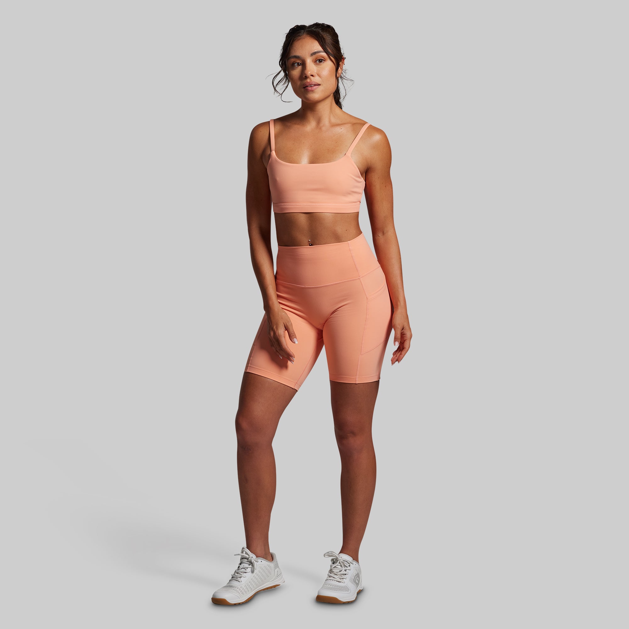 Tempo Biker Short Set in Melon Color - High Waist Workout Shorts for Women - Perfect for Cycling, Running & Gym