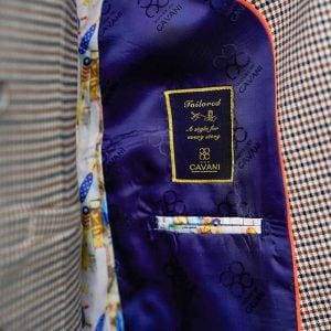 Cavani Elwood Grey Houndstooth Slim Fit Tweed Jacket for Men - Stylish Blazer for Business, Office & Formal Occasions