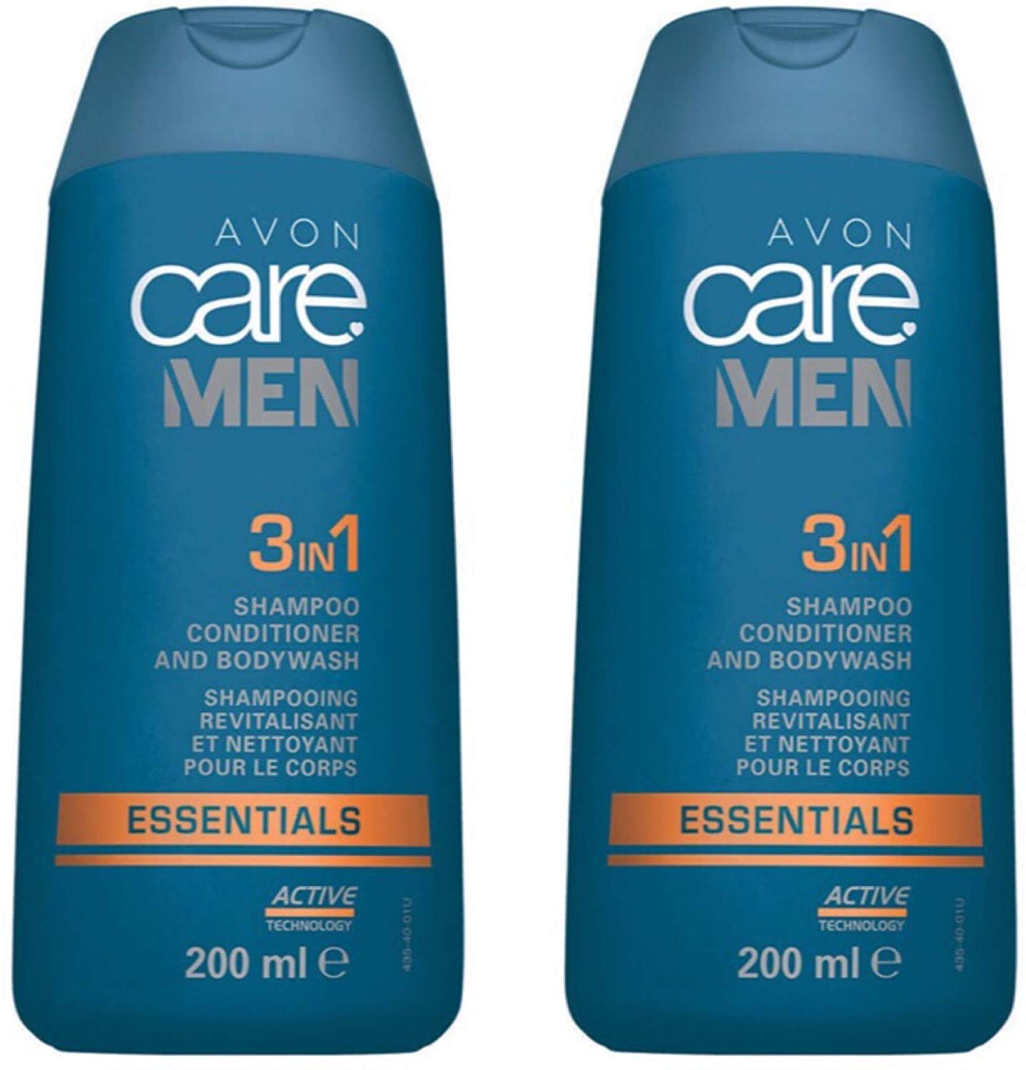 Avon Care Men Essentials Active 3-in-1 Shampoo, Conditioner & Body Wash - 2 Pack (400ml Total) - Hydrating Hair & Body Cleanser for Men - Perfect for Gym, Travel & Daily Shower Routine
