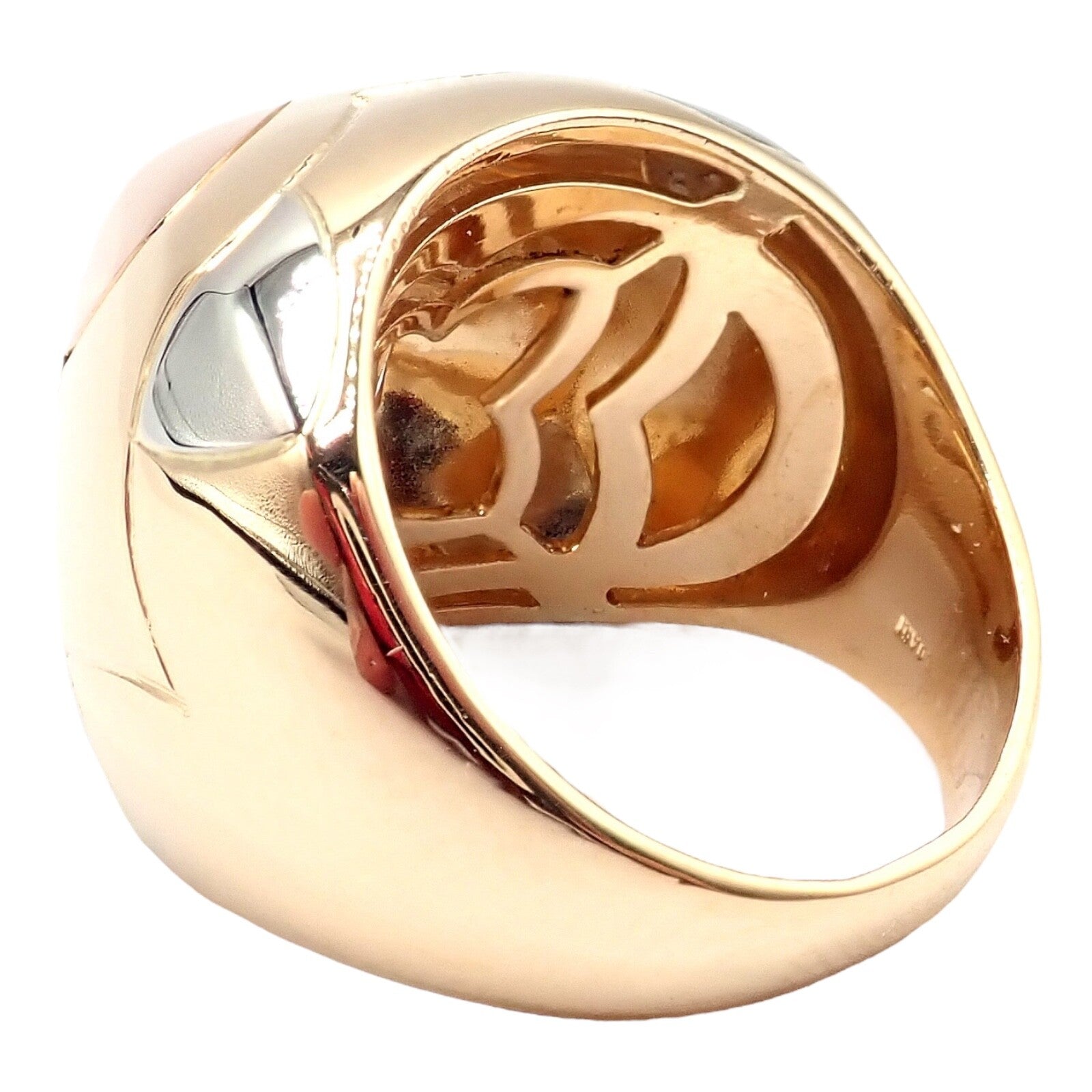 Authentic Bvlgari 18k Yellow White Rose Gold Tricolor Pyramid Ring - Size 6 | Luxury Statement Jewelry for Weddings, Parties & Special Occasions