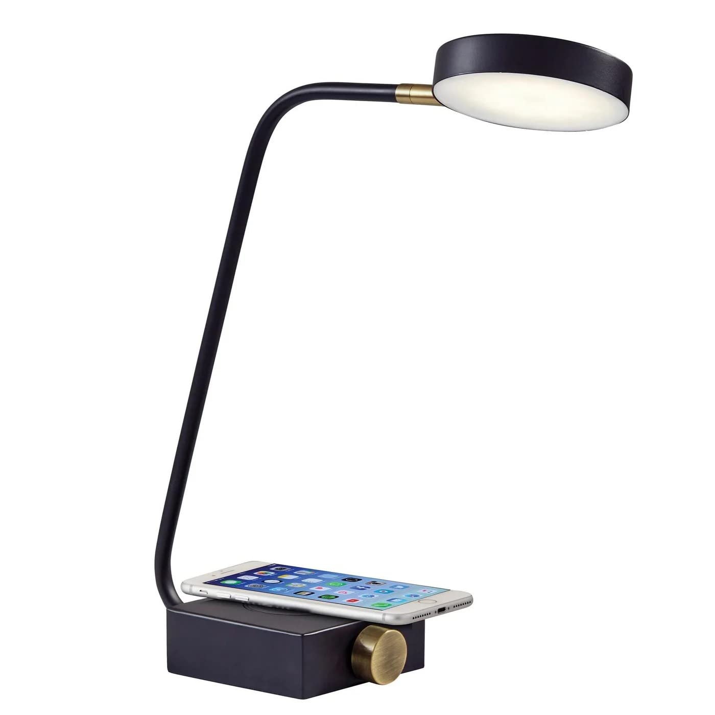 Adesso 3618-01 Conrad LED Desk Lamp with Wireless Charging - 7W Bright LED Light, 5W Qi Charger & USB Port - Perfect for Home Office, Study, Bedroom & Workspace Lighting