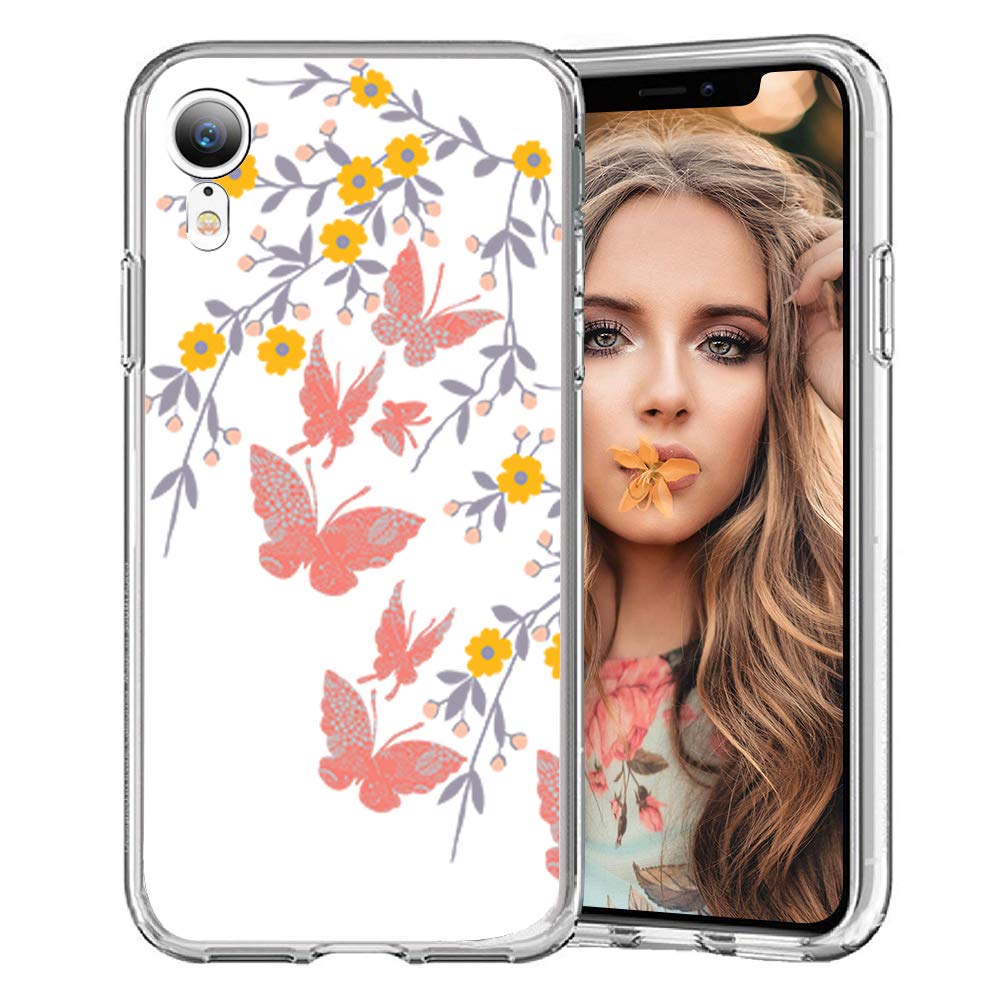 Shockproof TPU Bumper Case for iPhone XR - Transparent Silicone Butterfly Design with Full Protection | Cute & Durable Phone Cover for Women & Girls | Perfect for Everyday Use, Travel & Outdoor Activities