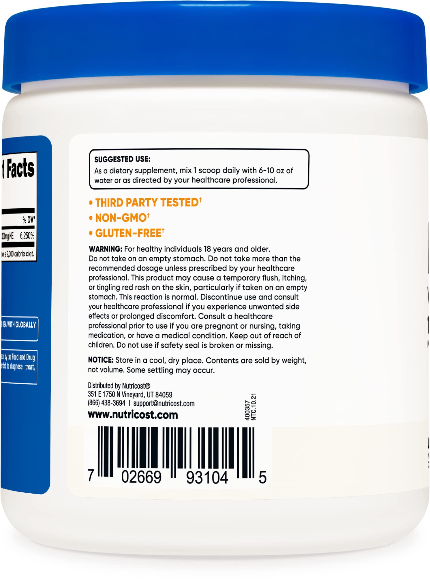 Nutricost Niacin Vitamin B3 Powder 250G (3 Pack) - 750 Grams - 1G Per Serving - Pure Niacin Powder Supplement for Energy, Skin & Heart Health - Perfect for Smoothies, Shakes & Baking