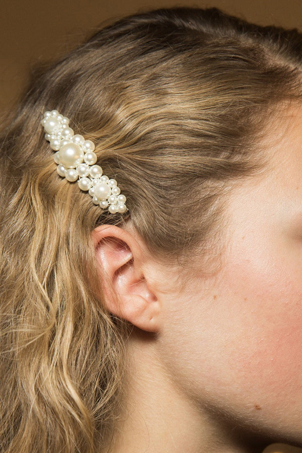 Vintage Handmade Pearl Beaded Hair Clip - Elegant Bridal Hair Accessory for Weddings, Prom & Special Occasions