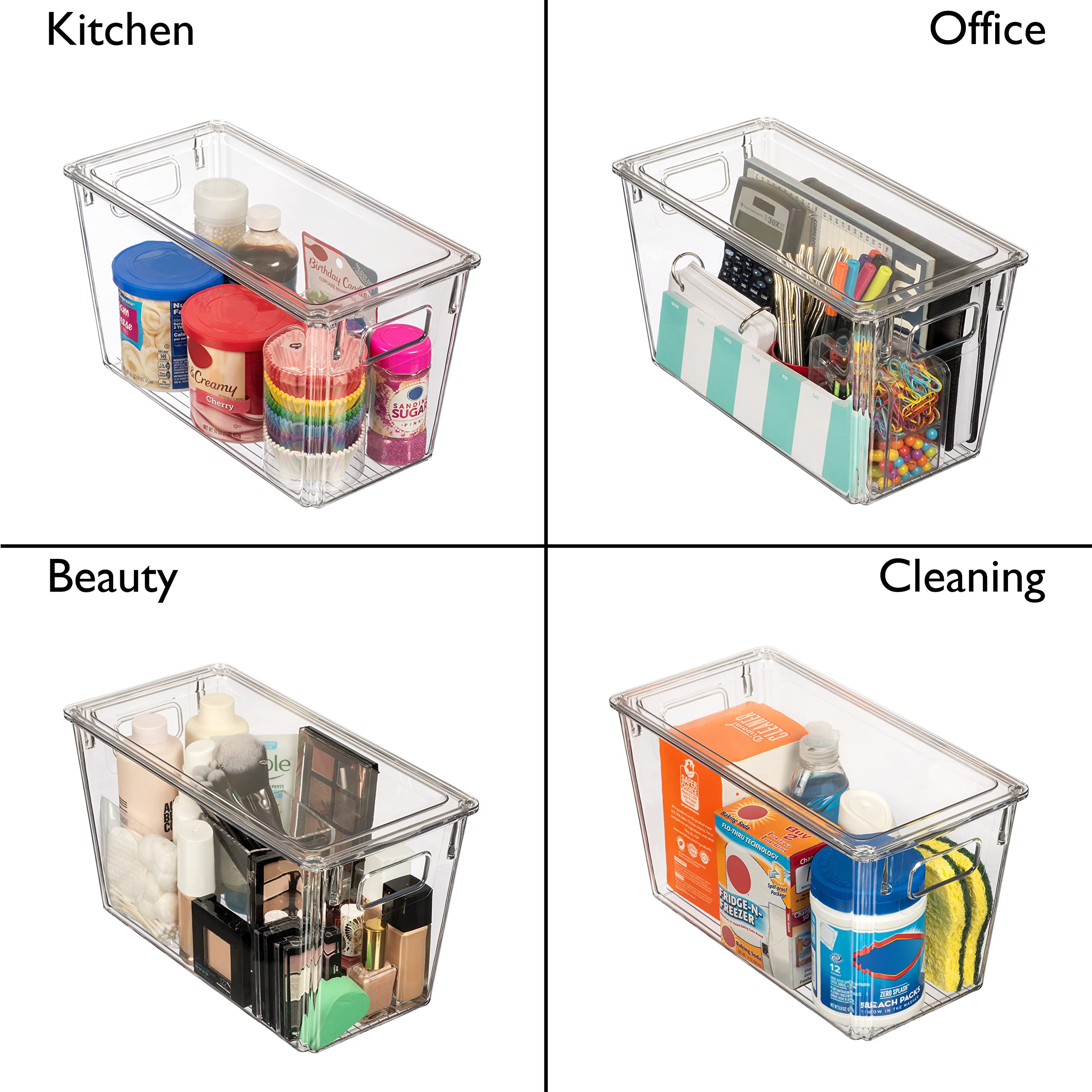 ClearSpace 4-Pack Stackable Plastic Storage Bins with Lids - 12.5
