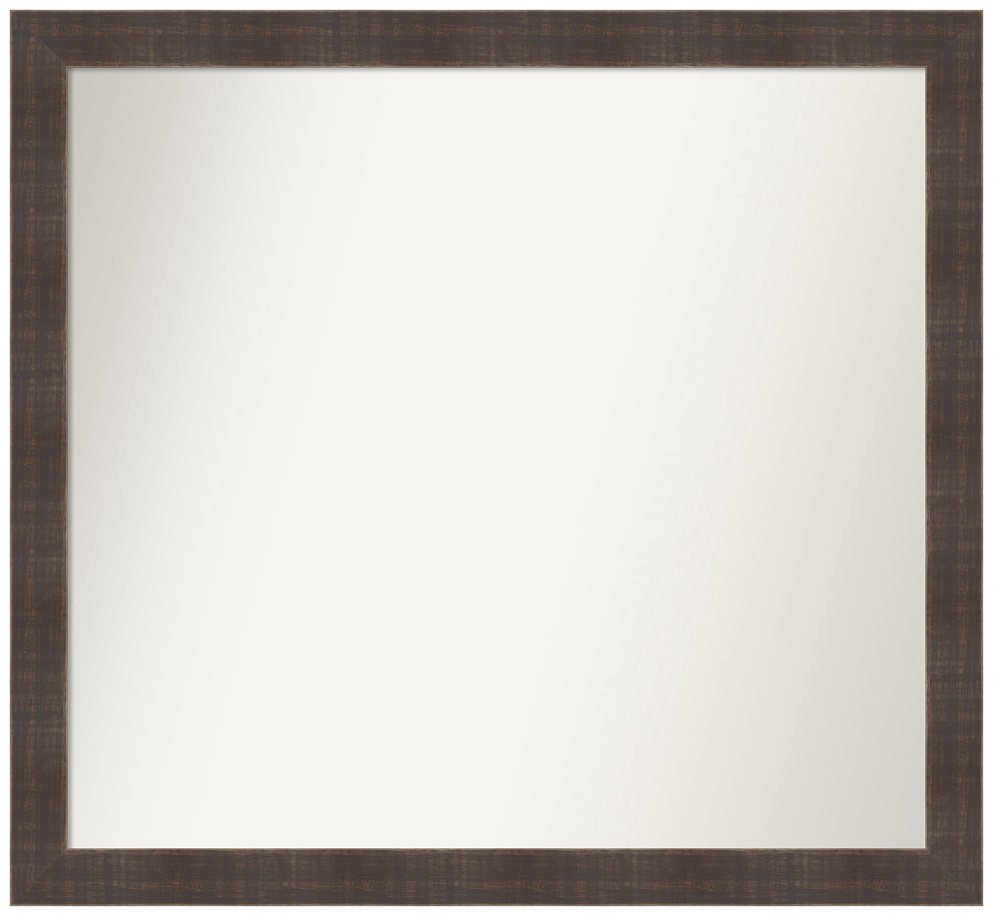 Amanti Art Non-Beveled Custom Wall Mirror 23.25 x 25.25 Inches - Whiskey Brown Rustic Wood Frame - Bathroom, Living Room, Bedroom Decor - Custom Size Options Available