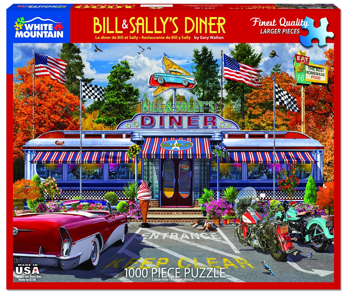 1000-Piece Jigsaw Puzzle - White Mountain Bill & Sally's Diner for Family Game Night