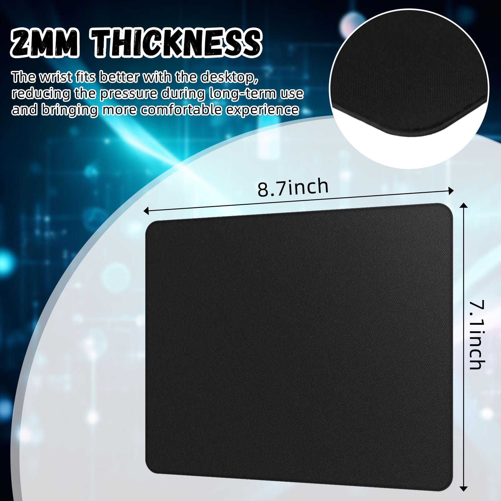 20 Pack Crtiin Non-Slip Rubber Base Gaming Mouse Pad Set - 7.09 x 8.66 Inch Black Computer Mouse Pads for PC, Laptop, Office & Home Use - Perfect for Work, Gaming & Daily Computing Tasks