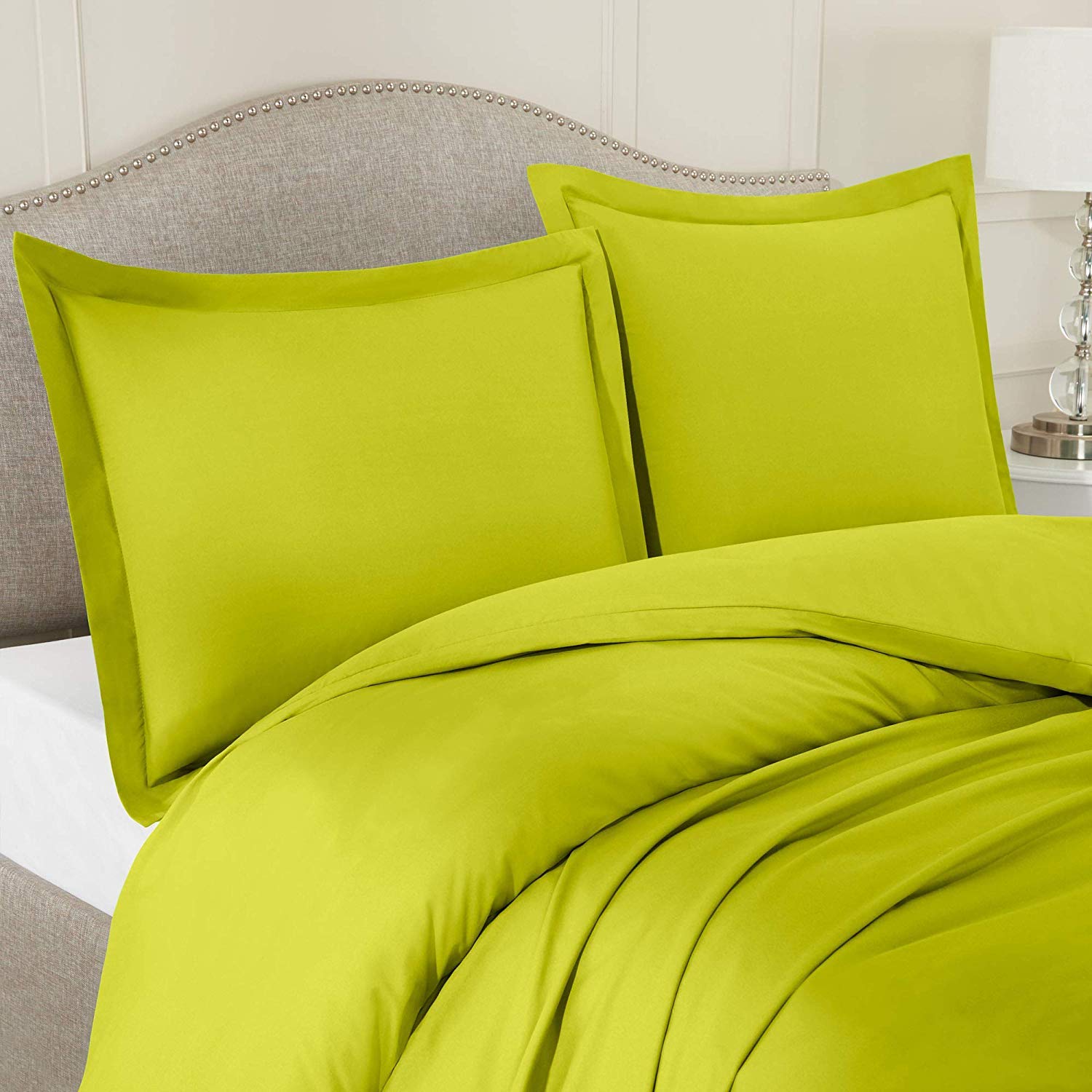 Premium 500 GSM Organic Cotton Bedding Set - 2 Piece Queen Size (1 Duvet Cover + 1 Comforter) | 1200 Thread Count, Solid Green | Ultra Soft & Breathable for All-Season Comfort - Perfect for Master Bedroom, Guest Room & Luxury Hotels