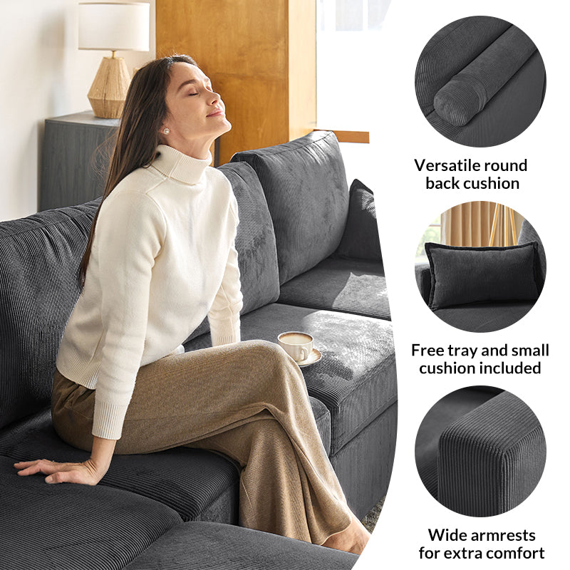 Amando Soft Storage Sectional Sofa - Modern L-Shaped Couch with Hidden Storage | Perfect for Small Spaces, Living Room & Apartment | Comfortable & Stylish Home Furniture