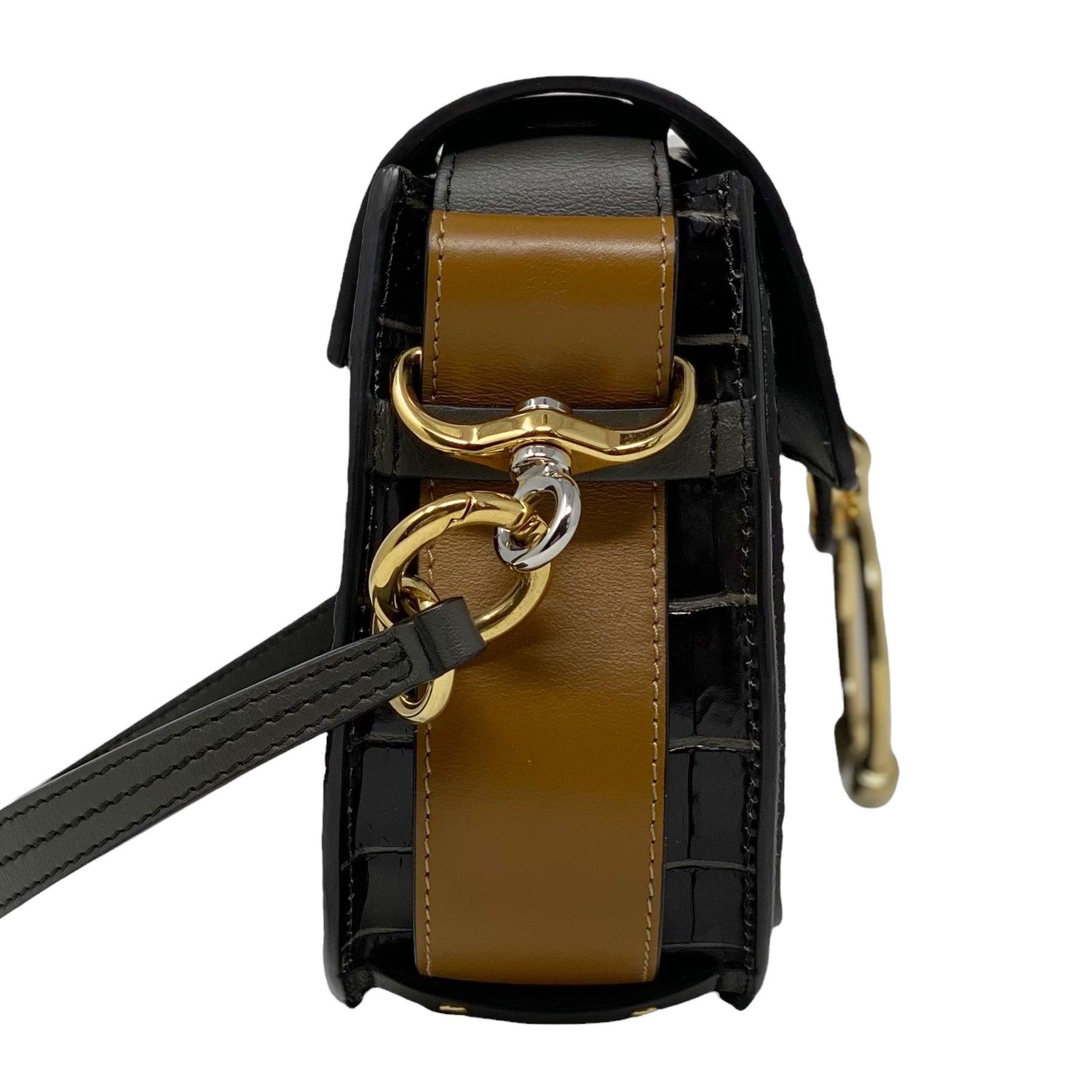 Chloé Small Tess Bag in Chocolate Croc Leather - Luxury Crossbody Purse for Women, Perfect for Date Night & Evening Events