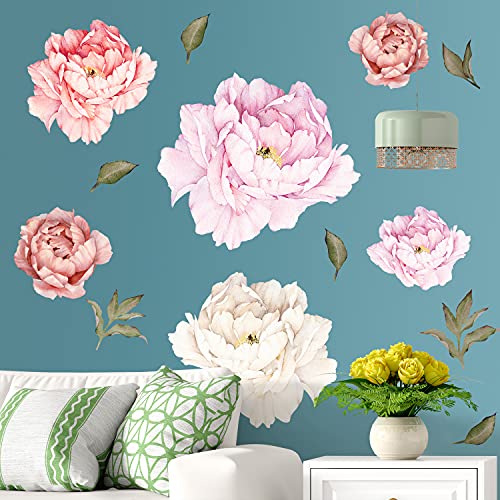 Removable 3D Flower Wall Decal - DIY Peel and Stick Floral Wall Sticker for Nursery, Kids Room, Bedroom & Home Office Decor (Peony Design) | Perfect for Girls' Rooms, Teen Decor & Creative Wall Art