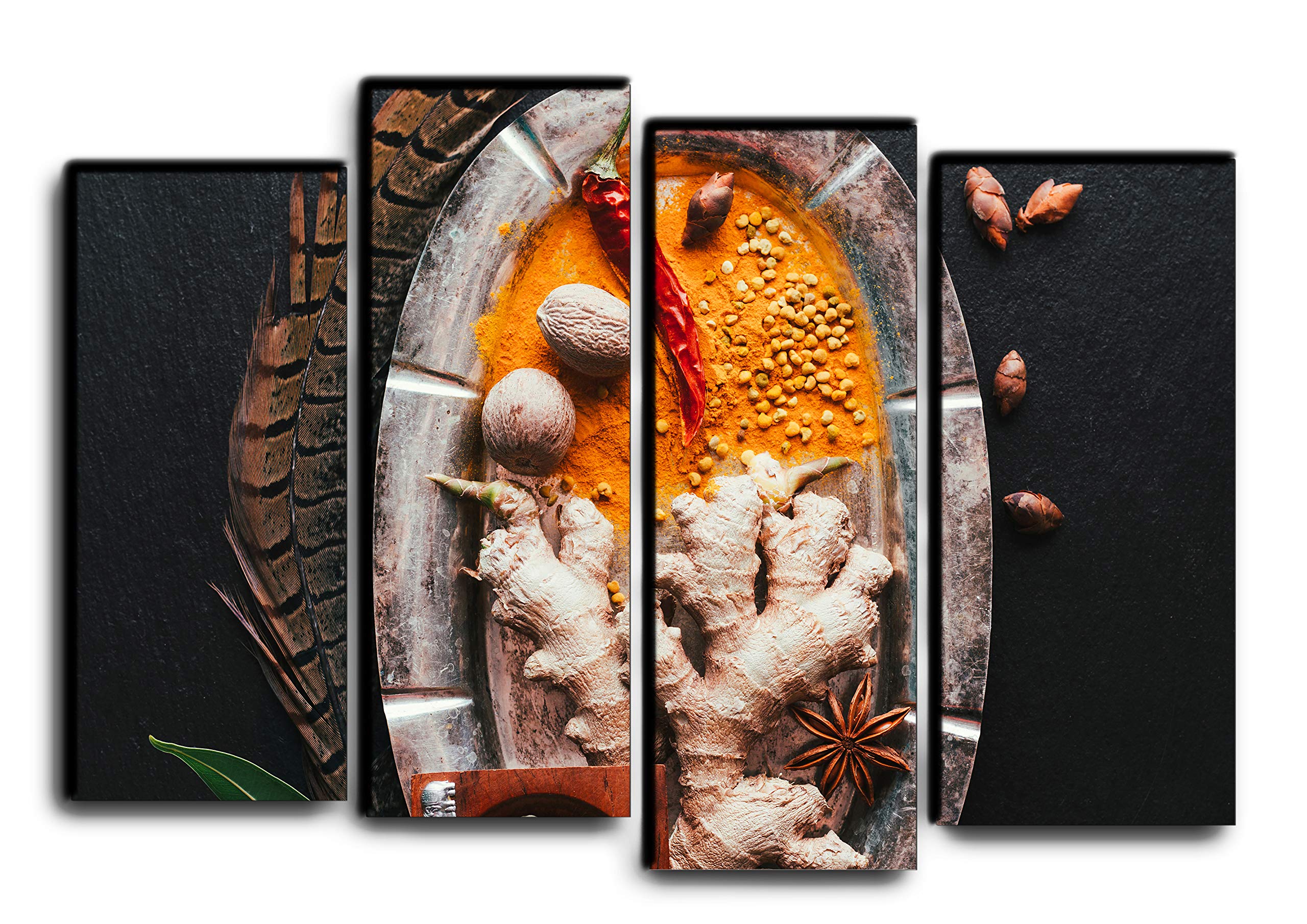 4-Piece Spice & Herb Canvas Wall Art Set - Pepper & Condiment Kitchen Decor Painting (32x44 in) - Perfect for Home, Restaurant & Cooking-Themed Spaces
