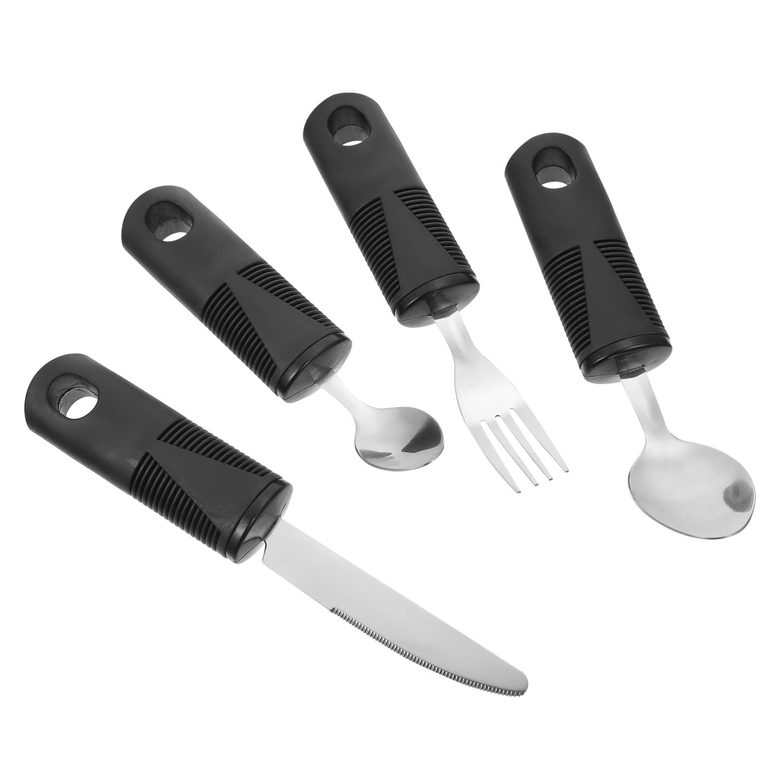 **Weighted Utensils Set for Hand Tremors & Arthritis – Adaptive Silverware (4-Piece) – Easy-Grip Forks, Knives & Spoons for Parkinson’s & Elderly – Ideal for Dining Independence**    *(Use Case: Perfect for daily meals, assisted living, or rehabilitation to improve grip stability and eating comfort.)*