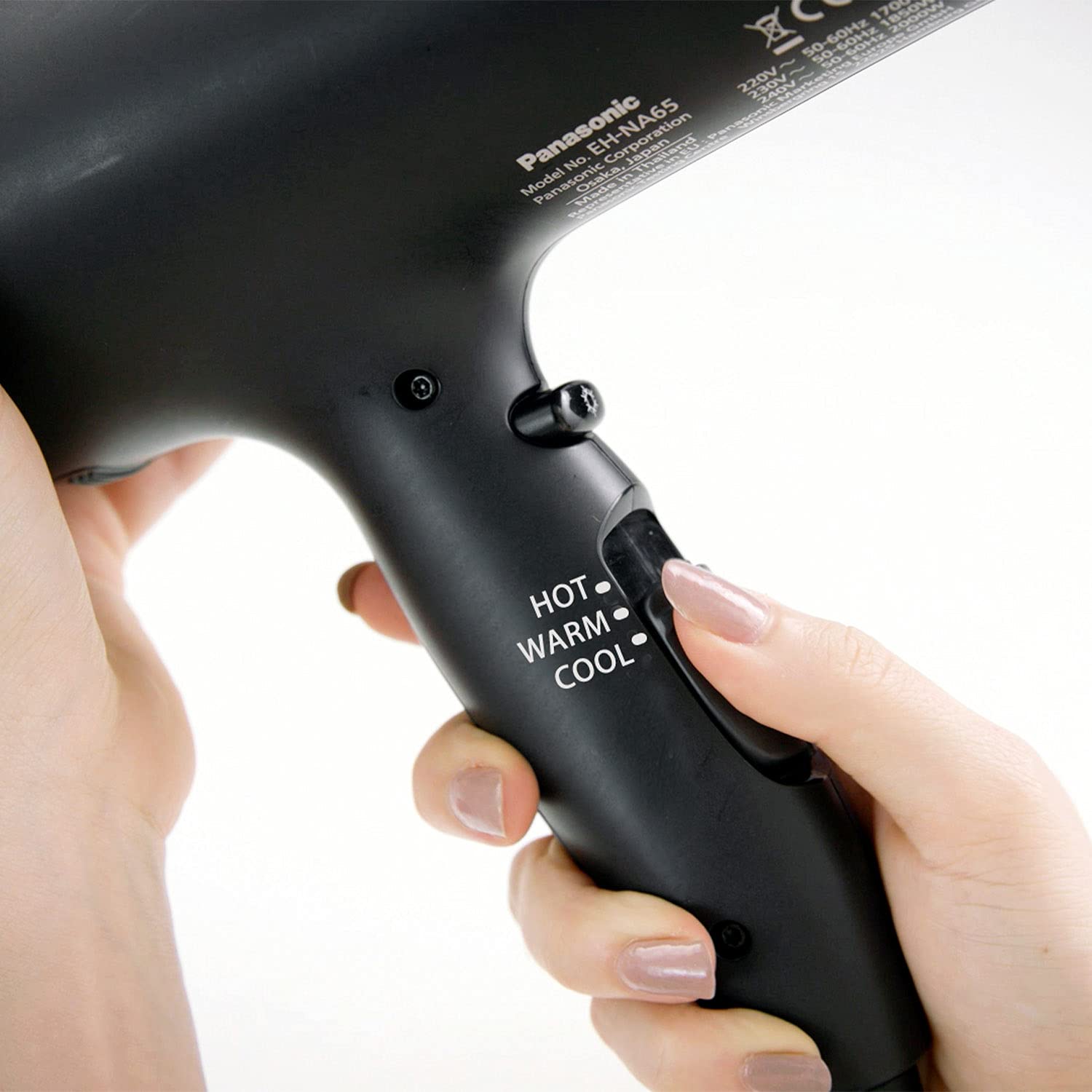 Panasonic EH-NA65-K Nanoe Hair Dryer 1875W - Professional Blow Dryer for Smooth & Shiny Hair with 3 Attachments (Quick Dry Nozzle, Diffuser, Concentrator) - Fast Drying for Home, Salon & Travel Use - Black/Pink