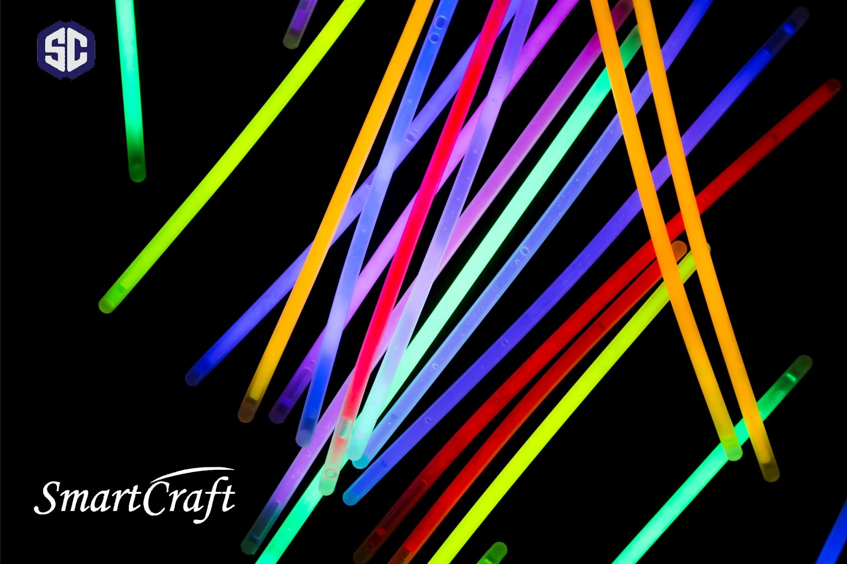 Smartcraft Glow Sticks & Bracelets - 50 Pack Vibrant Colors for Parties, Raves, Concerts & Night Events - Perfect Party Favors & Glow in the Dark Supplies