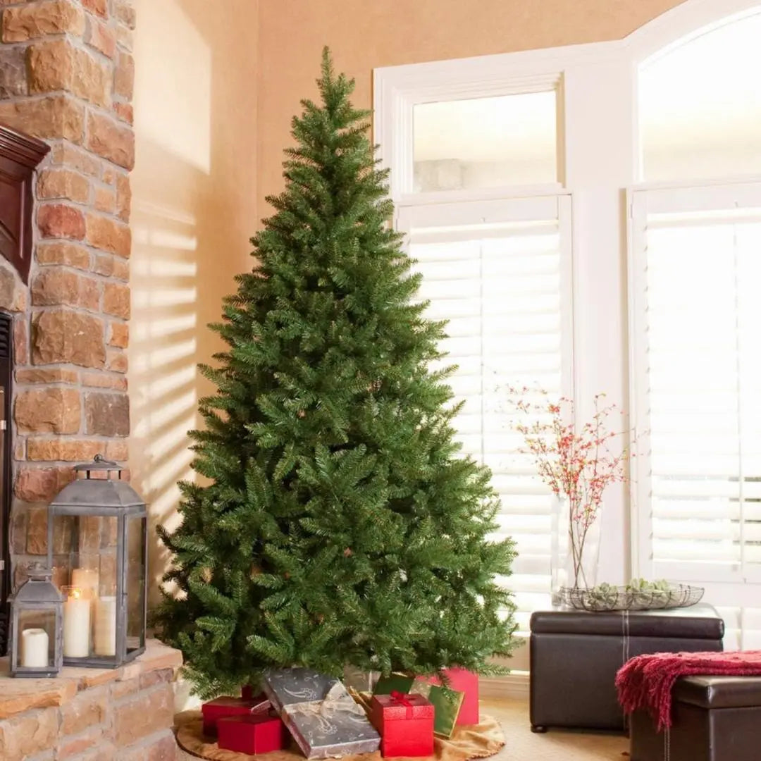 6'/7' Premium Artificial Christmas Tree with Realistic PVC Branch Tips - Easy Assembly Metal Stand & Hinged Branches - Perfect for Home, Office, and Holiday Decorations