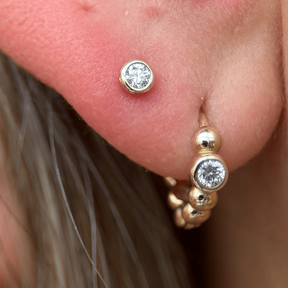 14K Rose Gold Round Diamond Bezel Set Flat Back Stud Earrings - Perfect for Weddings, Parties & Everyday Elegance