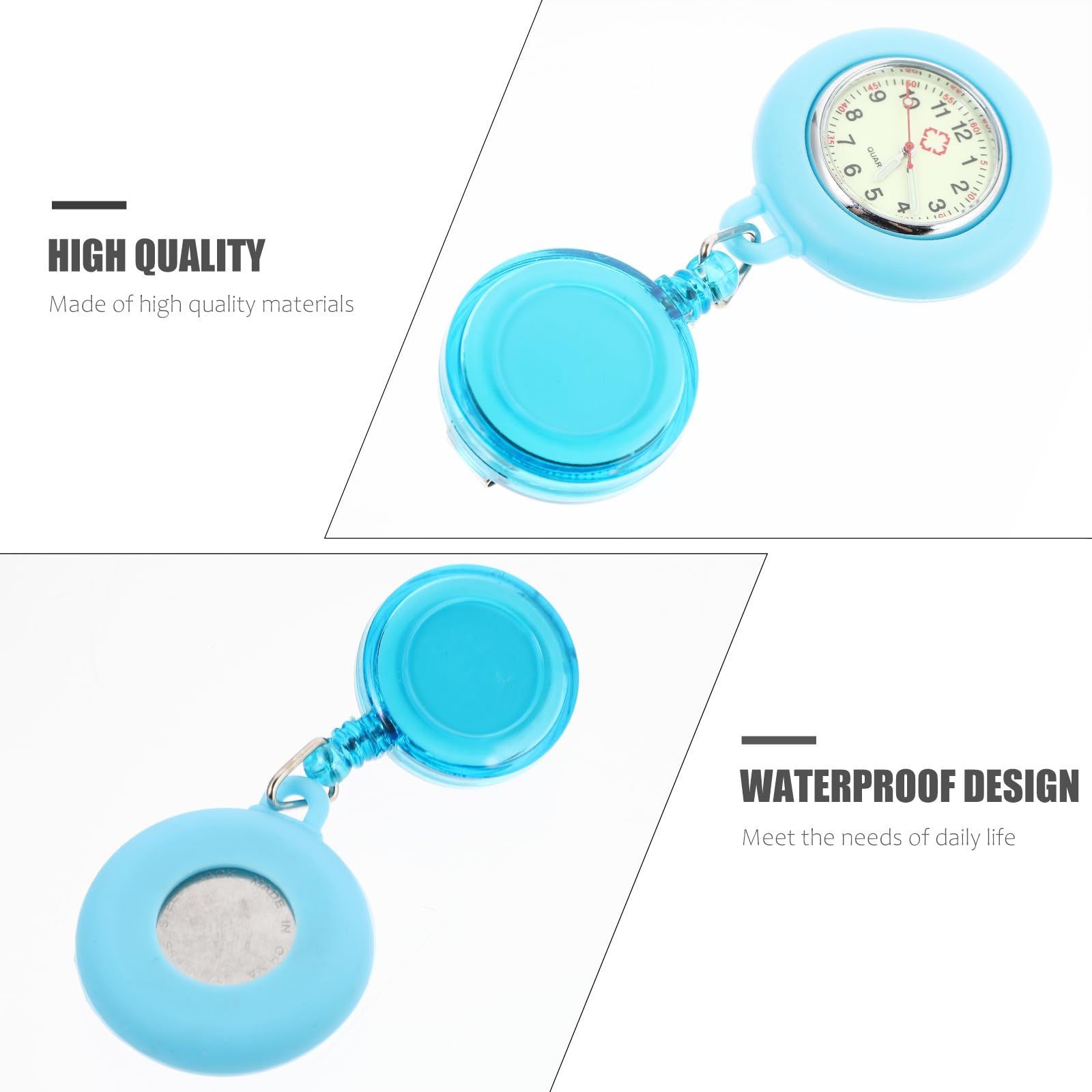 Hemobllo Retractable Nurse Watch - Clip-On Silicone Fob Watch with Luminous Dial for Nurses & Medical Professionals | Perfect for Shift Work, Patient Care & Clinical Use
