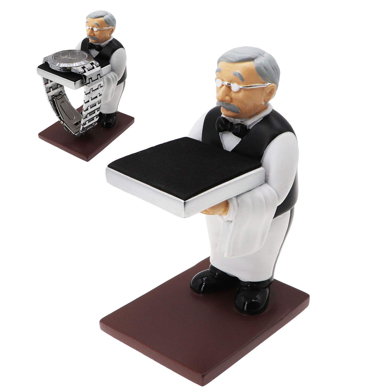 Vintage Butler Watch Stand - Elegant Ring & Glasses Holder - Wooden Watch Storage Display for Men - Perfect for Dressers, Nightstands & Vanity Organizers