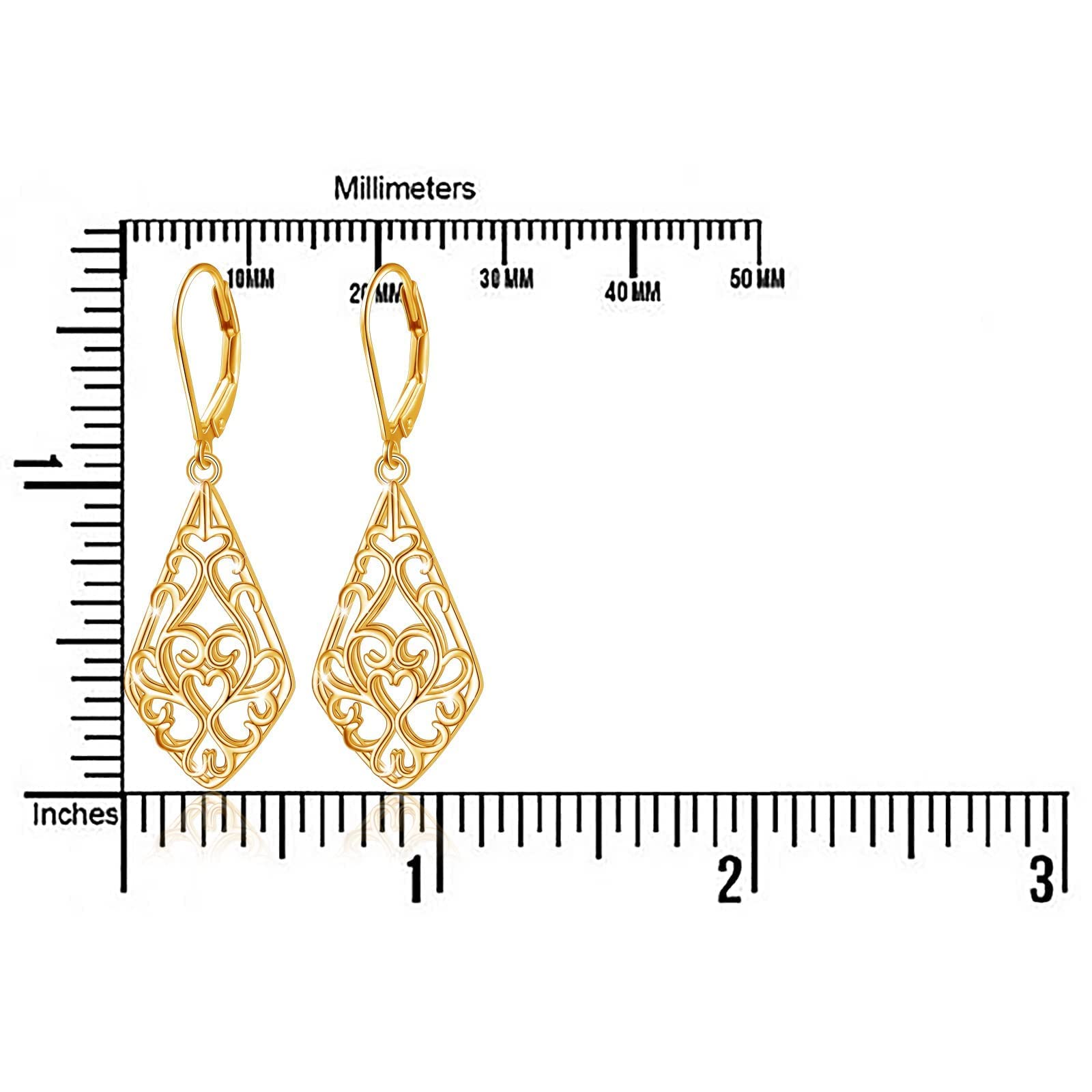 Teardrop Filigree Dangle Drop Leverback Earrings - Sterling Silver Jewelry for Women | Elegant Gift for Weddings, Parties & Special Occasions