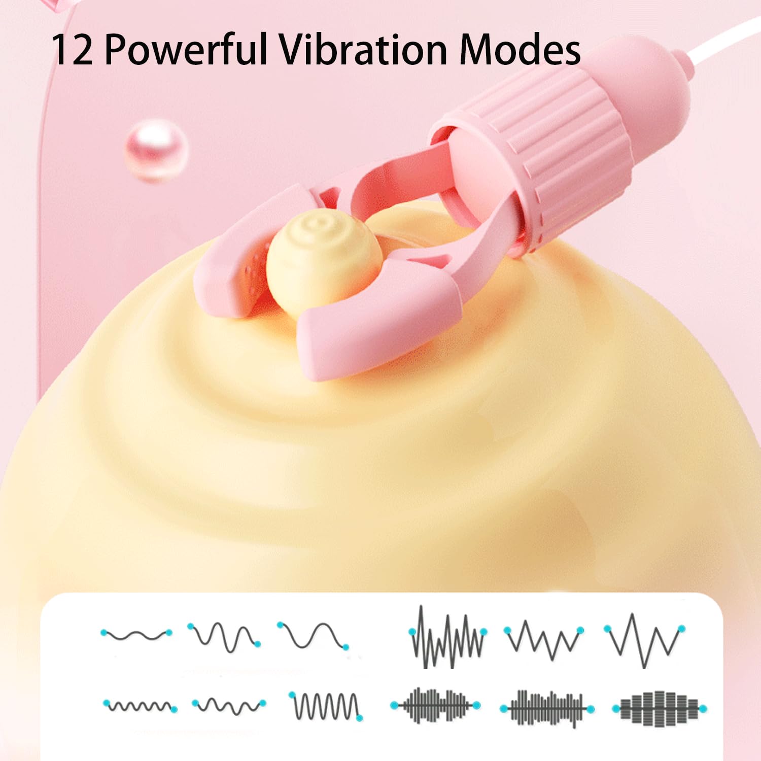 Sensitive Nipple Clamps with 12 Vibration Modes - USB Rechargeable BDSM Toys for Women & Couples - Perfect for Sensual Play, Foreplay & Spicing Up Your Sex Life