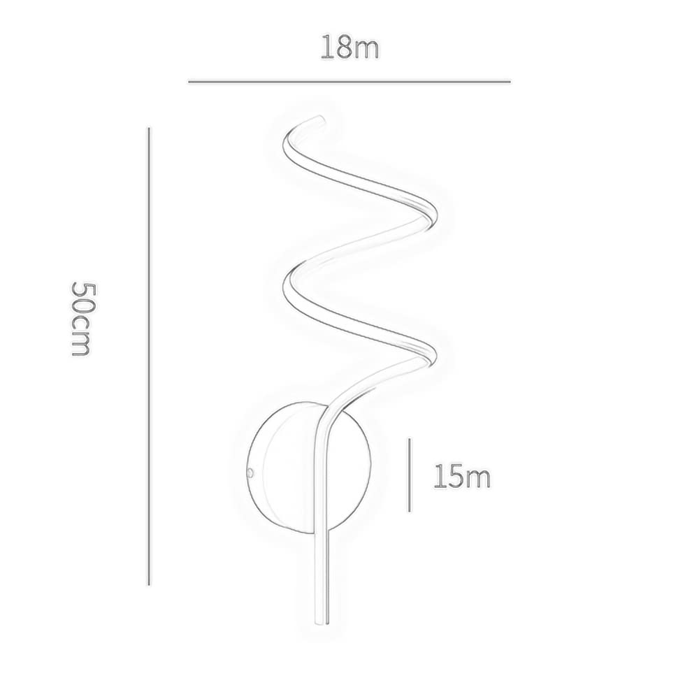Creative Linear Spiral Wall Lamp - Modern Metal Strip Wall Sconce with White Acrylic Shade, 3000K Warm White LED Lighting Fixture for Bedroom, Living Room, Hallway - Dimmable Bedside Wall Light for Cozy Ambiance