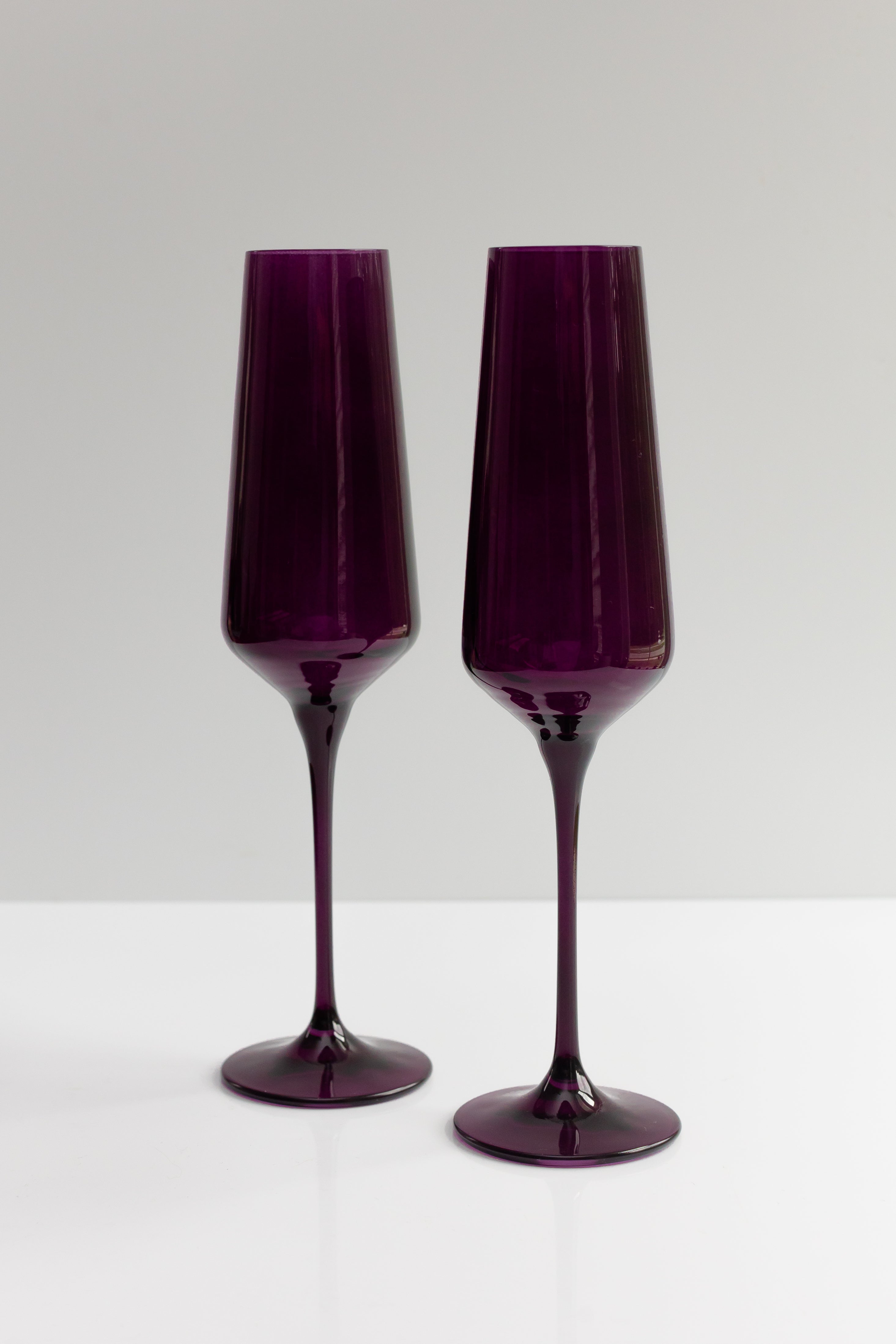 Estelle Colored Champagne Flute Set of 6 - Elegant Amethyst Glassware for Wedding, Party & Special Occasions