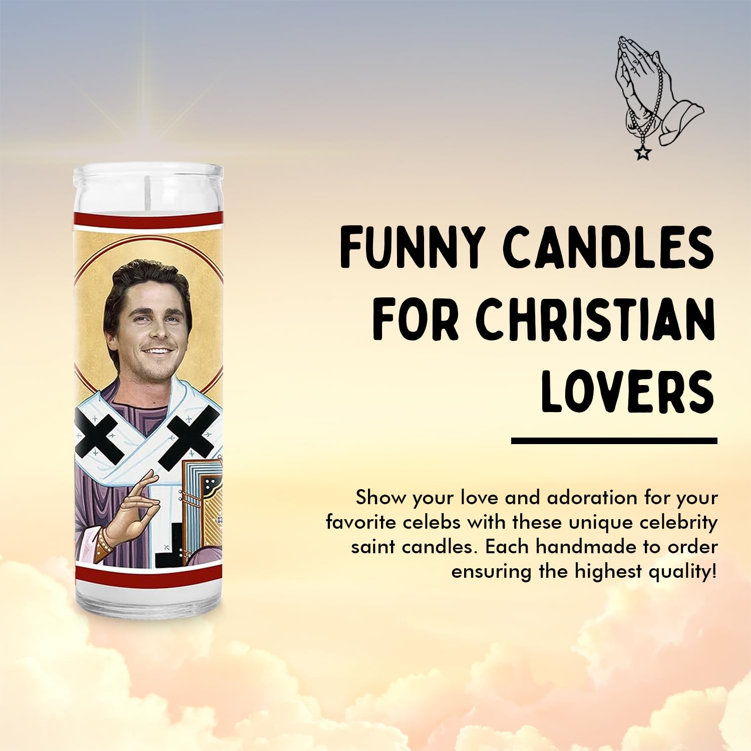 8 Inch Celebrity Prayer Candle - Handmade Saint Candle in USA - Glass Votive for Home Altar, Religious Gifts & Novelty Celebrity Present - Perfect for Spiritual Rituals, Home Decor & Unique Gift Giving