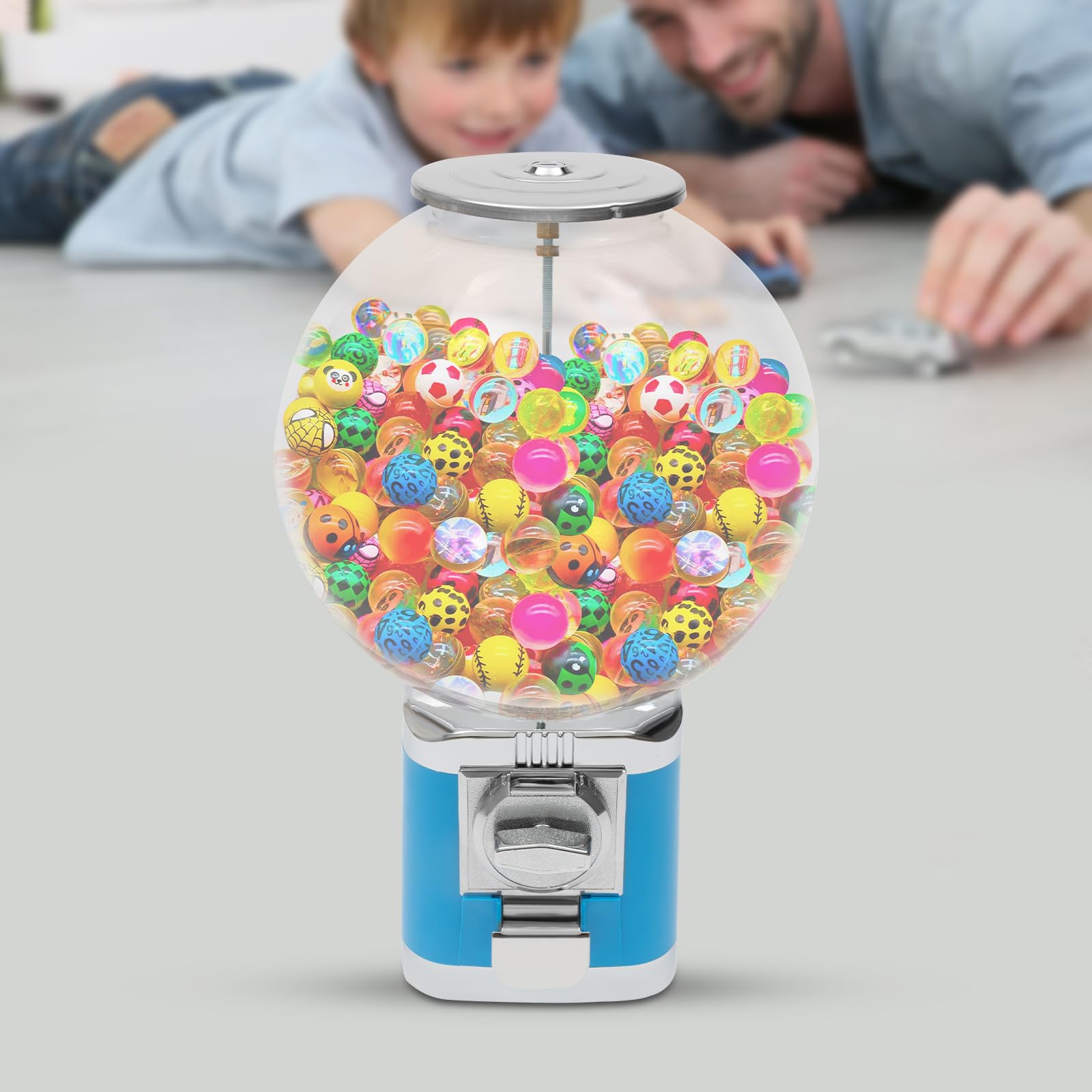 18-Inch Commercial Gumball Vending Machine - 1 Dollar Coin Operated Candy Dispenser for 0.39-1.26 Inch Gumballs - Toy Capsule Vending Machine for Arcades, Game Stores & Retail Shops (Sky Blue) - Perfect for Birthday Parties, Mall Kiosks & Family Entertainment Centers