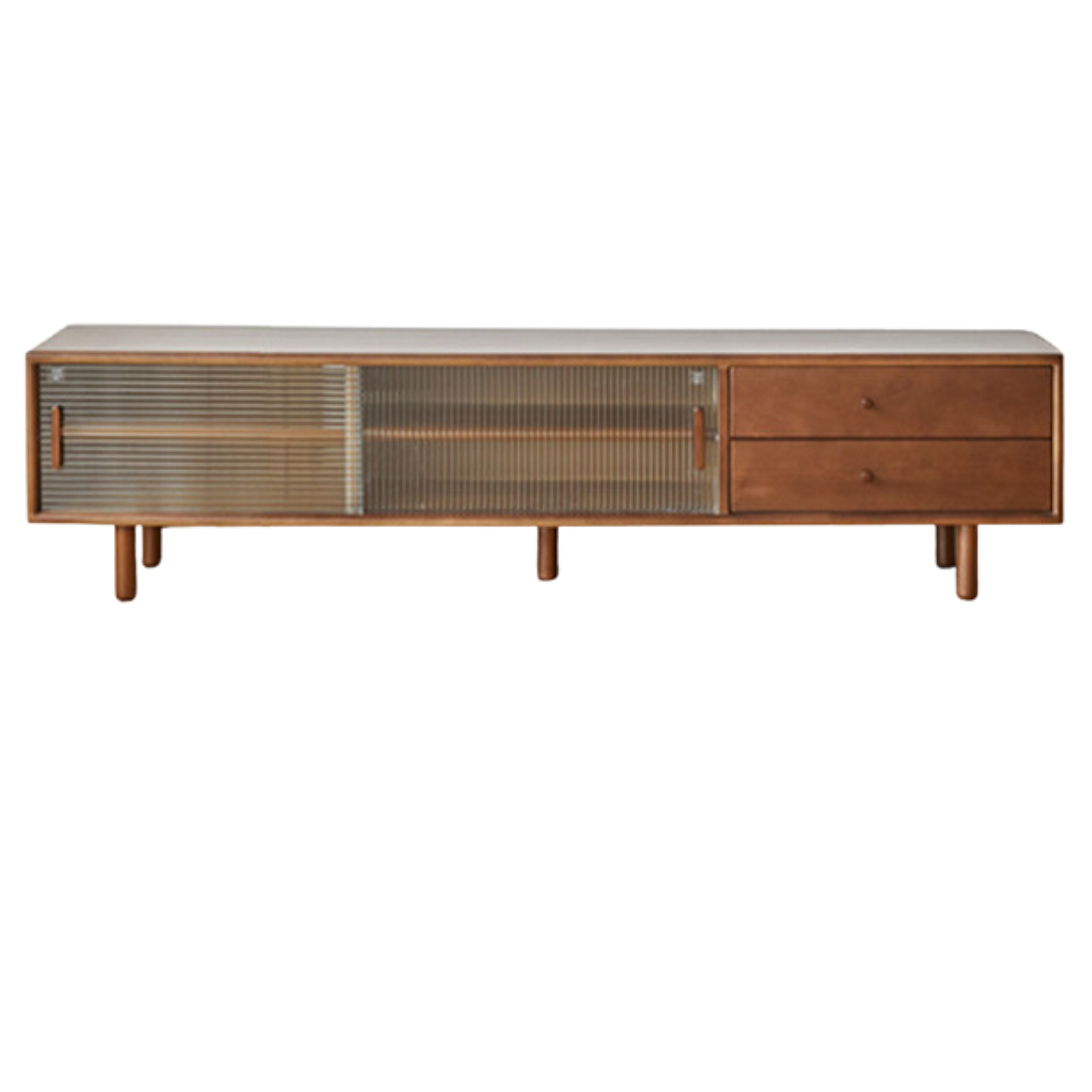 59x13.7x15.7 inch/ 150x35x40 cm/ walnut color/ double drawer sliding door TV cabinet