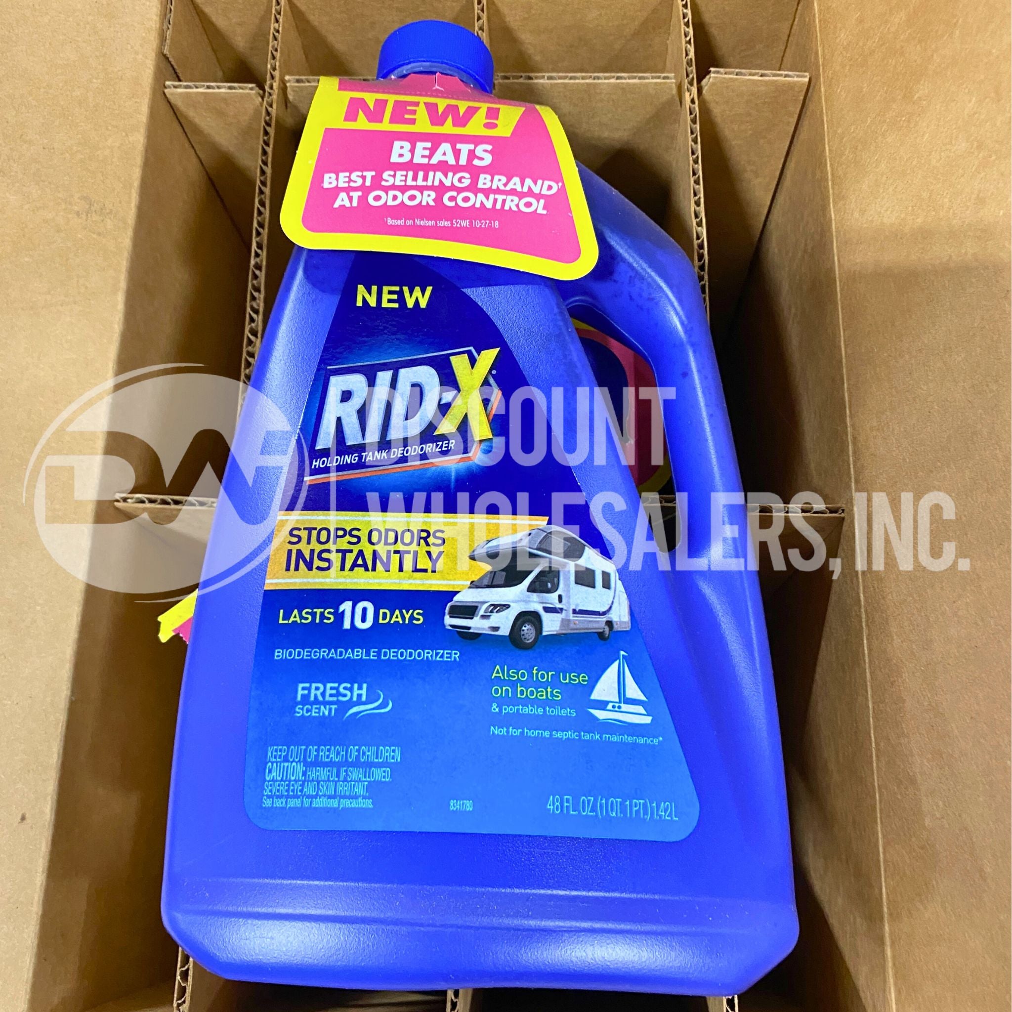 Rid-X Holding Tank Deodorizer Liquid - Septic Tank Treatment with Fresh Scent (48oz, 12-Pack) | RV, Marine & Home Septic System Maintenance
