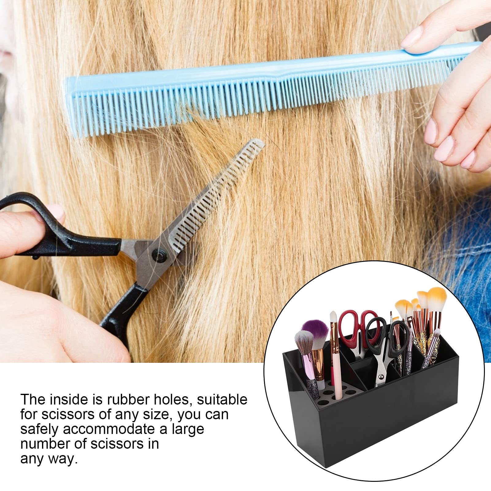 Professional Salon Scissors Organizer & Hairdressing Tool Storage Rack - Black Scissors Holder for Hair Stylists, Barbers, Home & Office Use - Perfect for Salon Organization, Hair Comb & Clip Storage