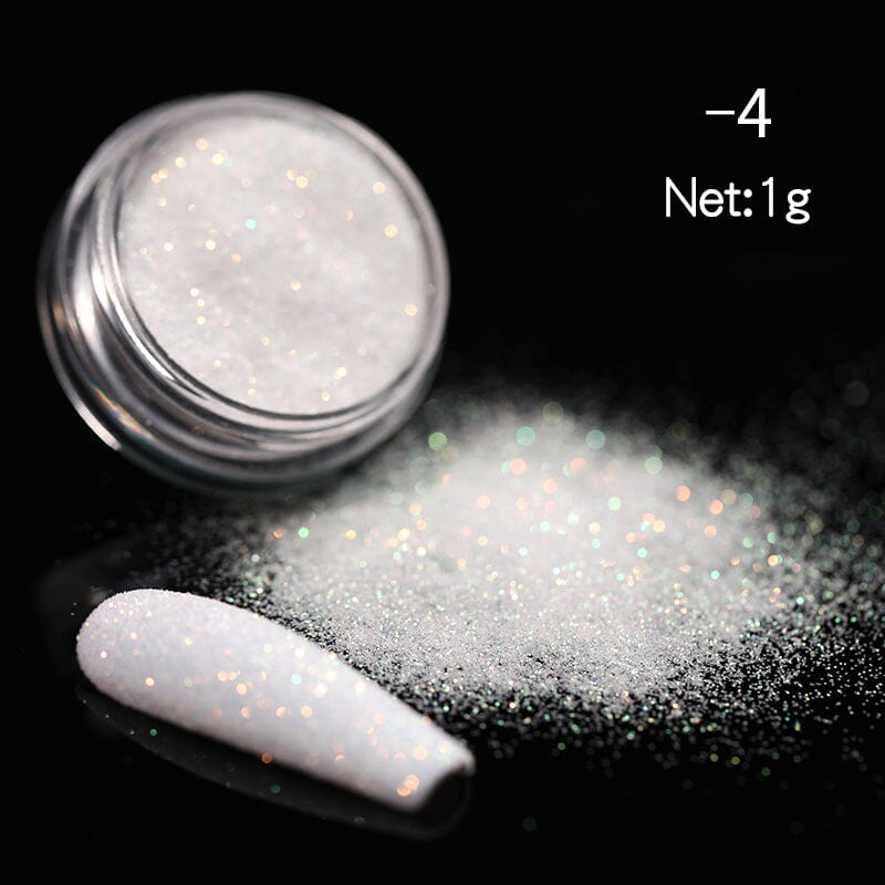 White Gradient Glitter Nail Powder #8003 - Premium Woolen Nail Art Dust for Salon & DIY Manicures - Perfect for Parties, Weddings & Special Occasions