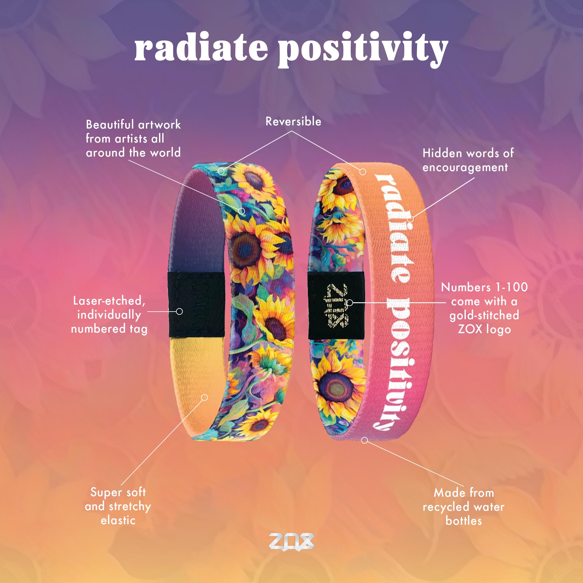 ZOX Stretchy Motivational Bracelets for Men & Women - Elastic Wristbands with Inspirational Affirmations & Unique Art Designs | Perfect Gift for All Ages | Daily Wear, Yoga, Workout & Fashion Accessory