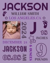 Birth Information Style 1 - Purple