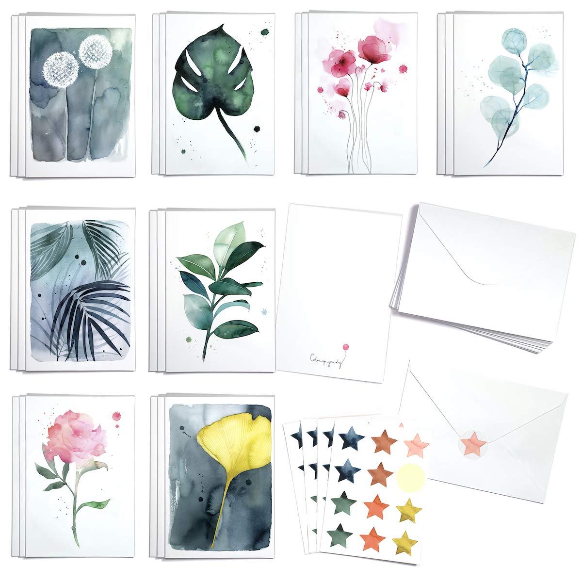 24-Pack Watercolor Botanical Greeting Cards with Envelopes & Seal Stickers - Blank All-Occasion Cards for Thank You, Appreciation, Birthday & Sympathy - Perfect for Handwritten Notes, Gifts & Special Occasions