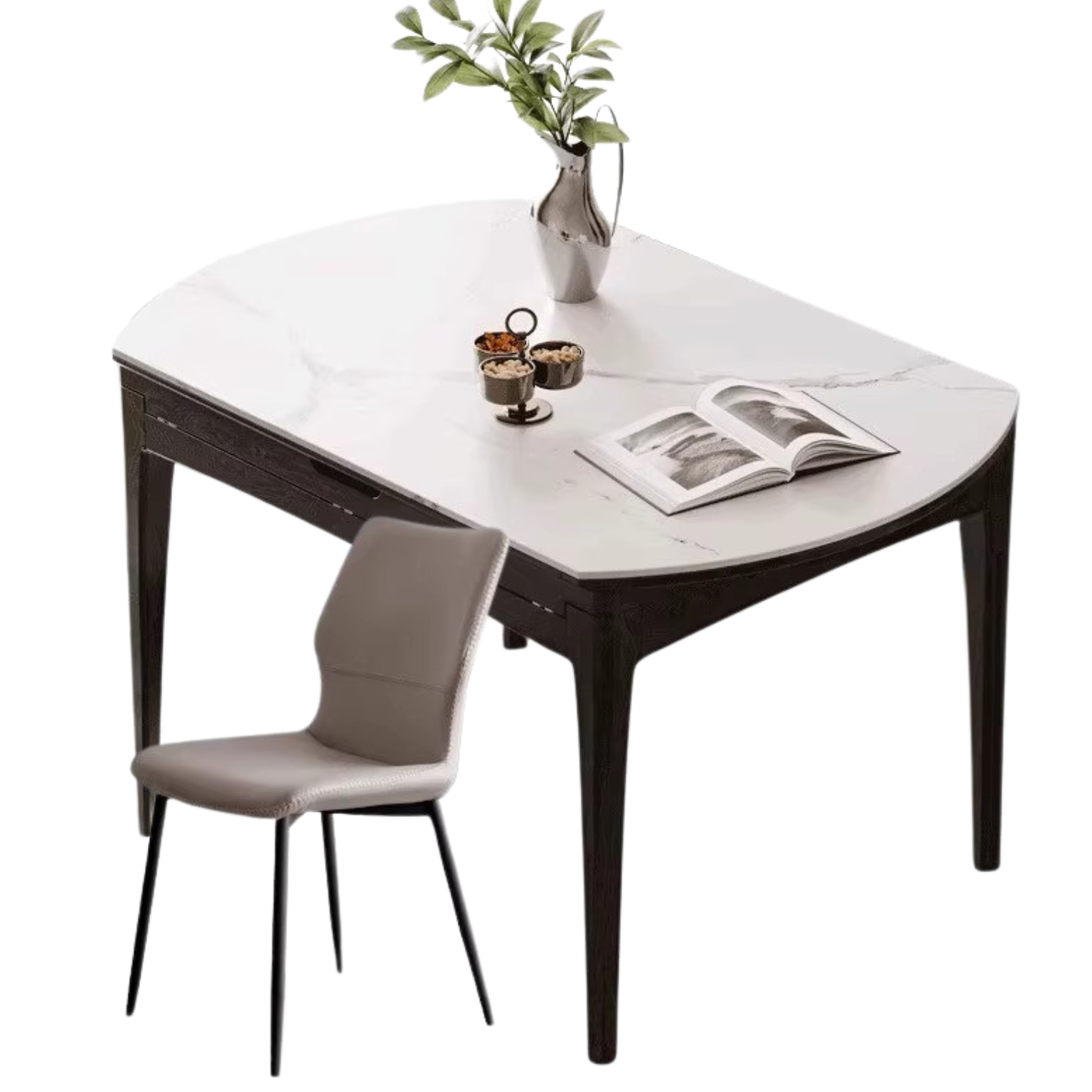 Solid Oak Wood Folding Dining Table - Light Luxury Rock Slab Design for Small Spaces, Apartments & Outdoor Dining | Durable & Stylish Home Furniture