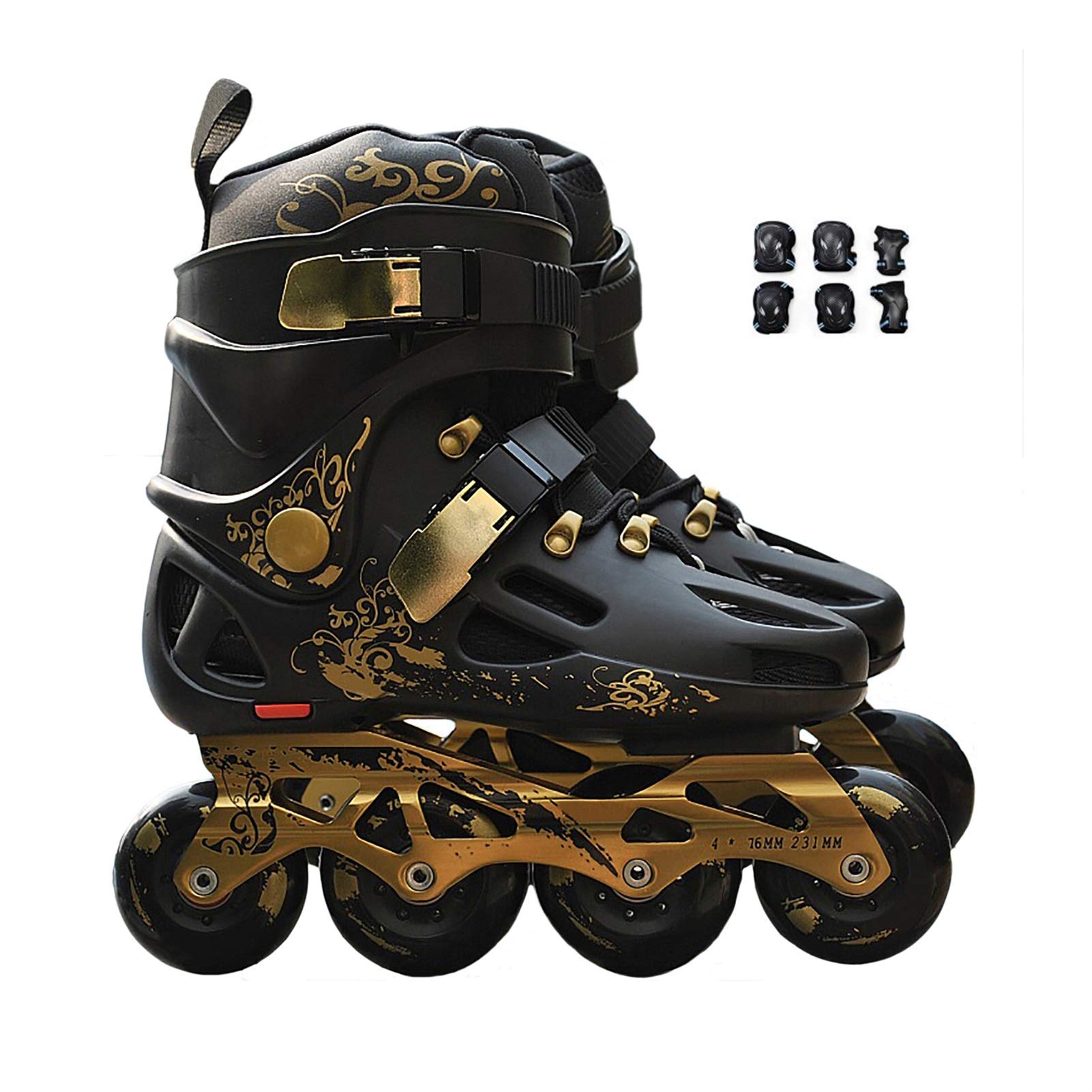 Premium Inline Skates for Men & Women - High-Performance Outdoor Roller Skates for Adults, Teens & Kids - Adjustable Comfort Fit (Black, Size 40 EU/7.5 US) - Perfect for Fitness, Recreation & Urban Skating