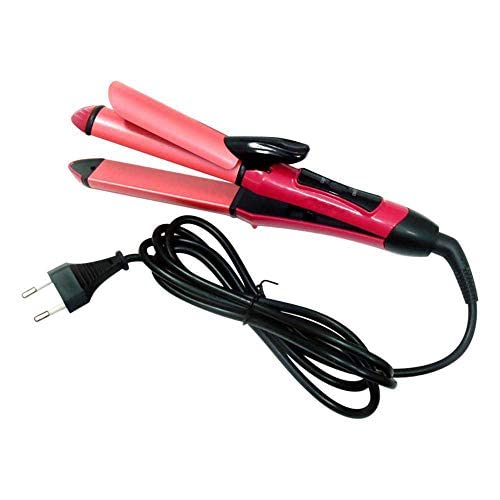 2-in-1 Hair Styler Brush - 16B Hair Curler & 2888 Hair Dryer with 2009 Ceramic Plates - Instant Heat Styling Tool for Straightening & Volumizing - Perfect for Home Use, Travel & Salon-Quality Styling