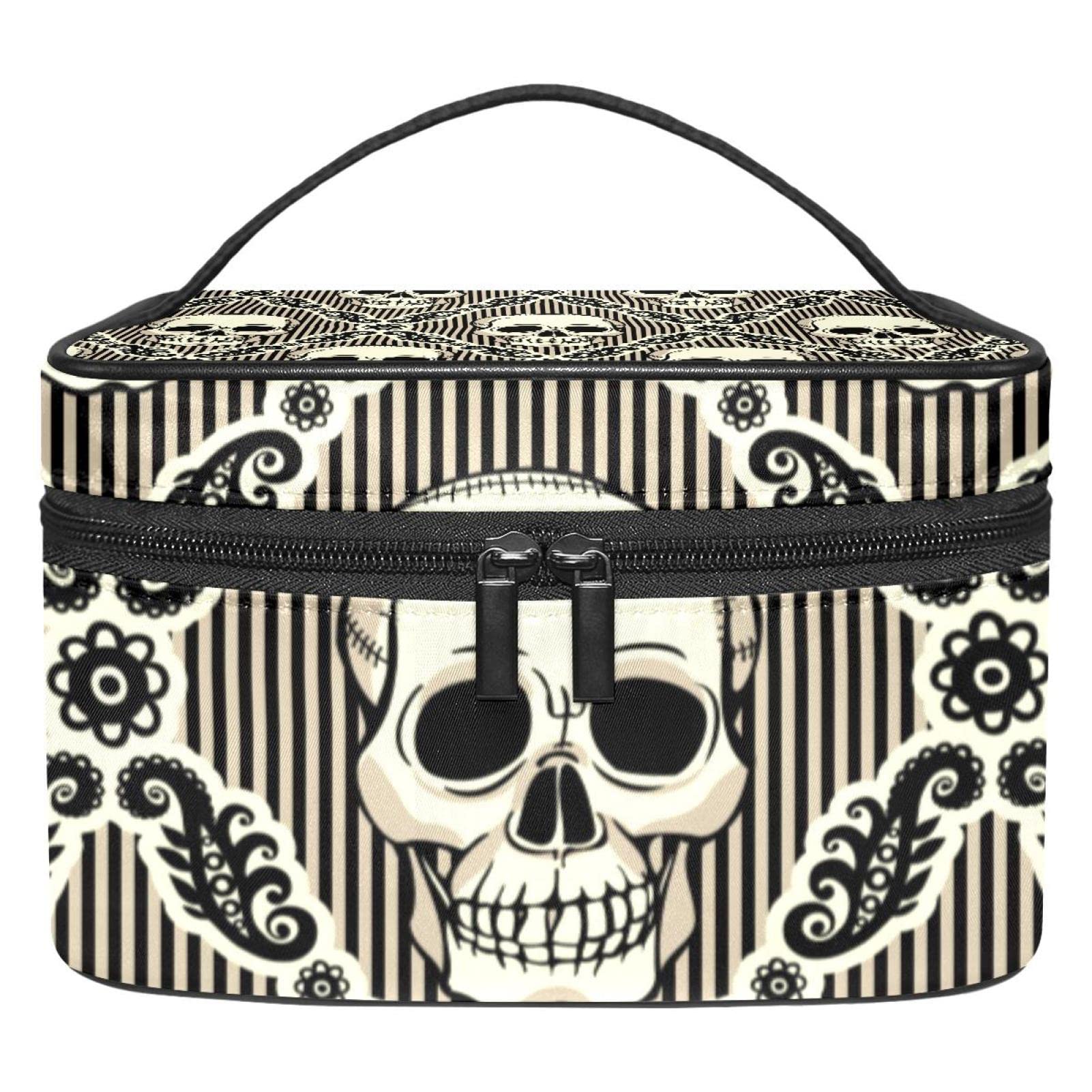 Vintage Skull Travel Makeup Bag for Women & Girls - Waterproof Cosmetic Pouch Organizer - Perfect for Travel, Gym, and Everyday Use