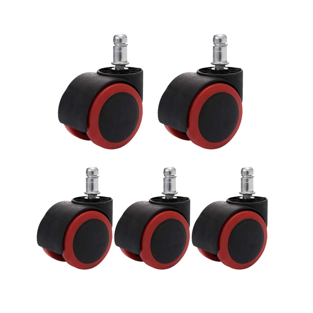 5-Pack Heavy Duty PU Swivel Caster Wheels with Brakes for Office Chairs & Furniture - Noiseless, Scratch-Proof Rollers for Smooth Mobility in Home Office, Computer Workstations & Conference Rooms