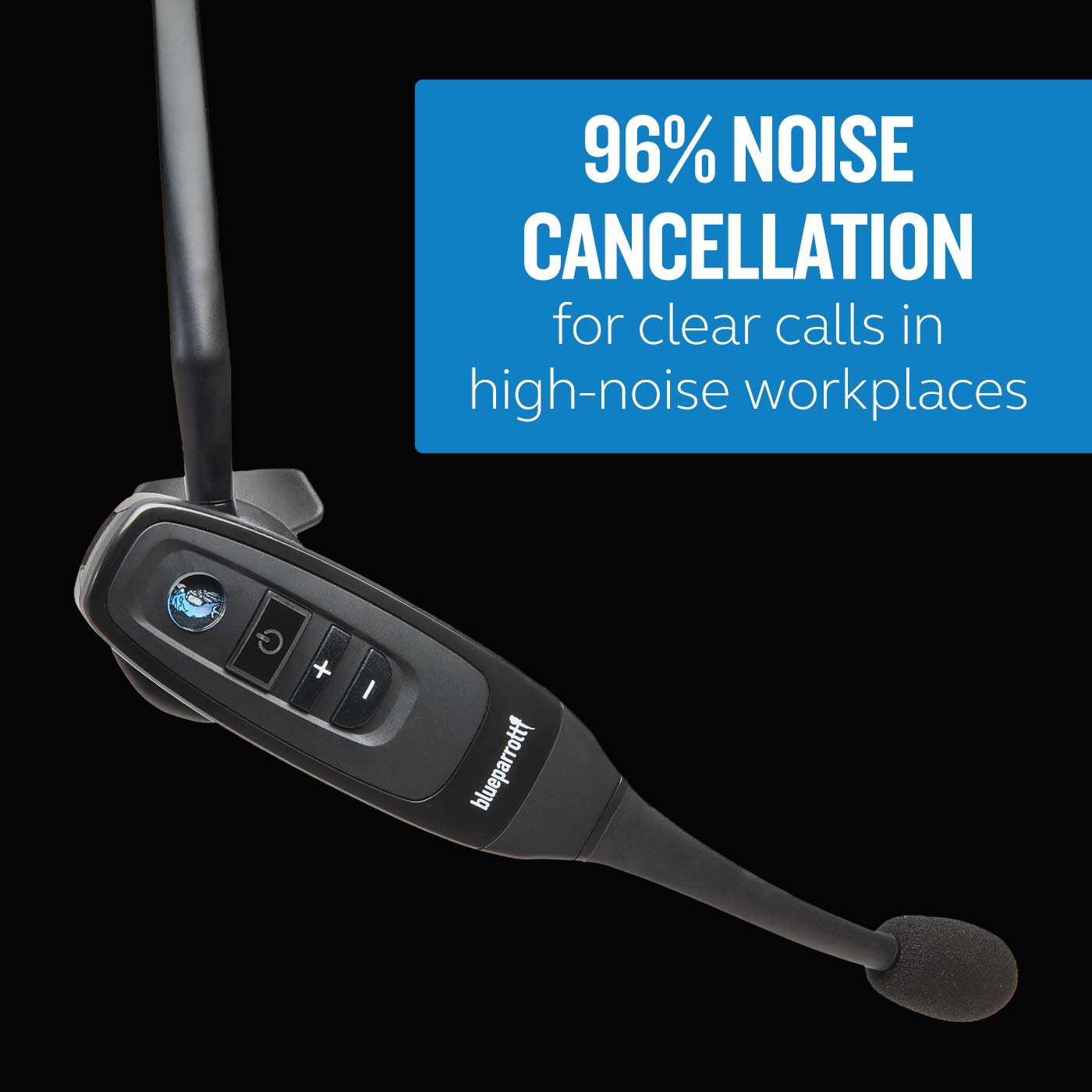 BlueParrott C400-XT Mono Bluetooth Wireless Headset with Mic - 96% Noise Canceling Trucker Headphones, Convertible Over-Ear to Behind-Neck Design, 300ft Wireless Range & 24H Talk Time (Black) - Perfect for Truck Drivers, Call Centers & Noisy Work Environments
