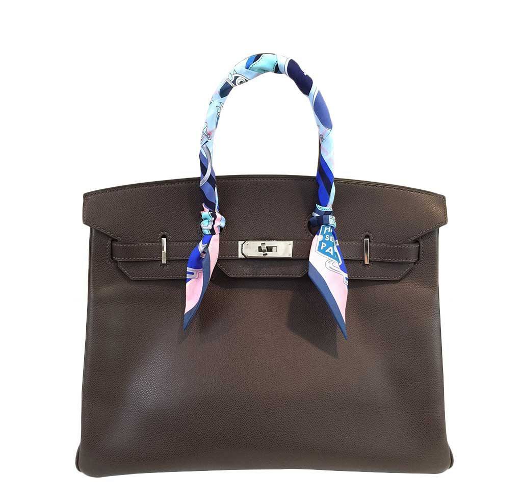 Authentic Hermès Birkin 35 Cacao Bag with Palladium Hardware - Luxury Tote for Women, Perfect for Work, Travel & Special Occasions