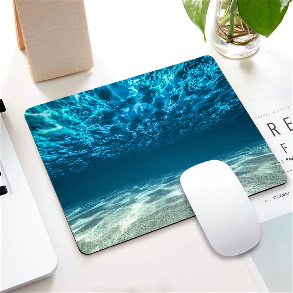 Premium Washable Non-Slip Mouse Pad - Ocean Underwater Design Square Cloth Mousepad for Office, Laptop & Computer Desk - Perfect for Gaming, Work & Home Office Use with Wireless Mouse